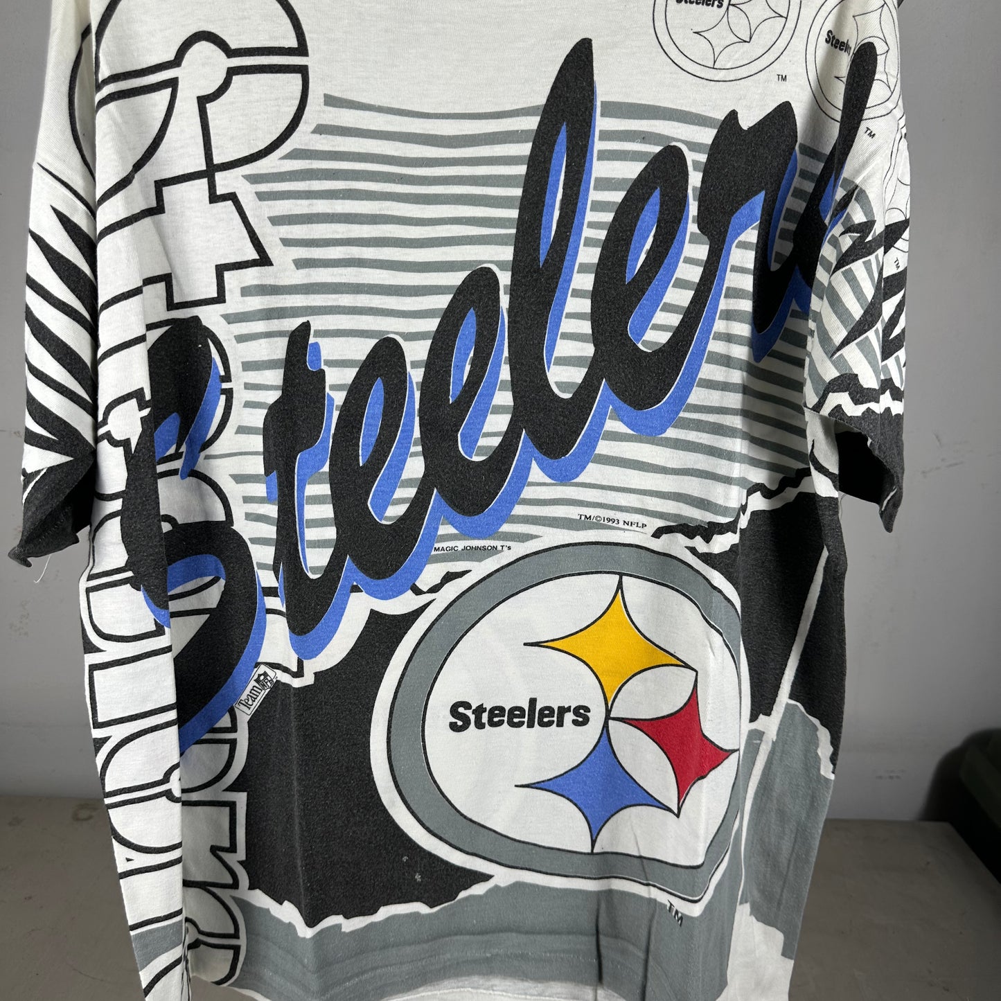 Vintage 1993 Pittsburgh Steelers Football NFL AOP Single Stitch T-Shirt