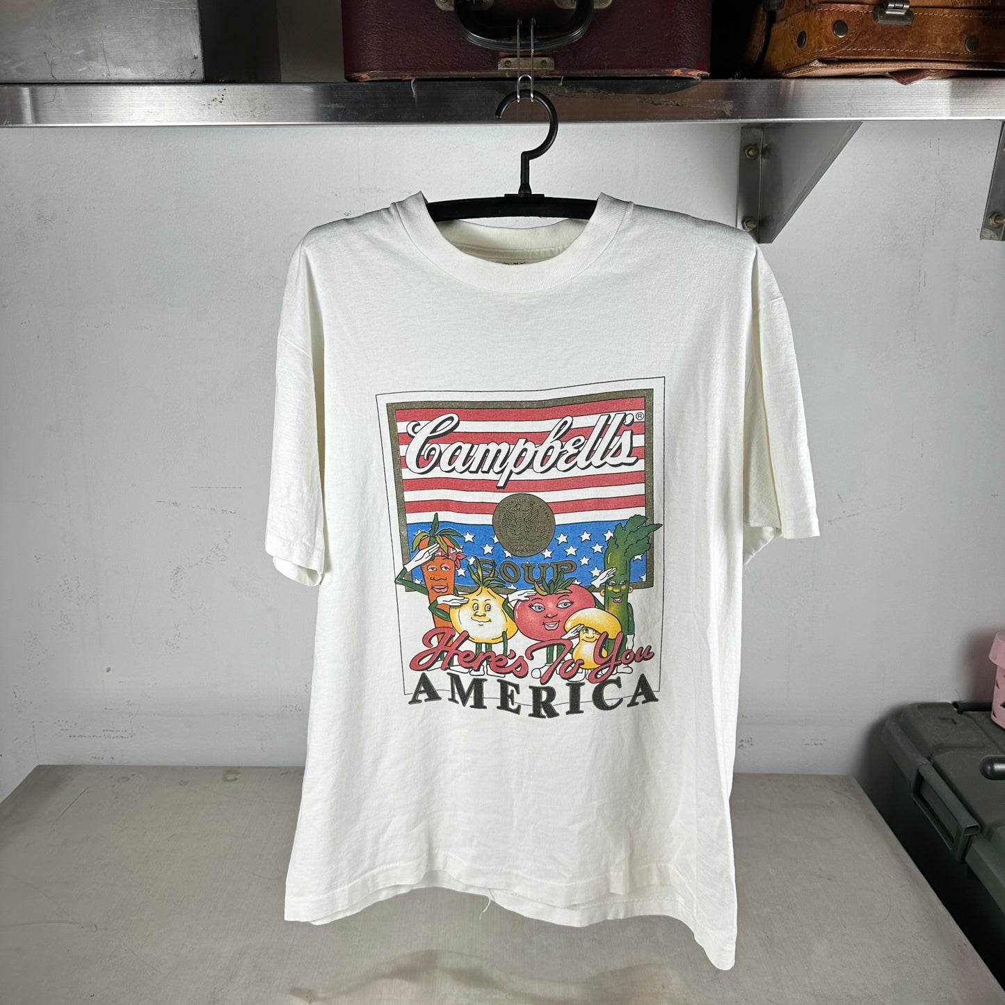 Vintage 90s Campbell's Soup Here's to You America Graphic Promo Single Stitch T-shirt