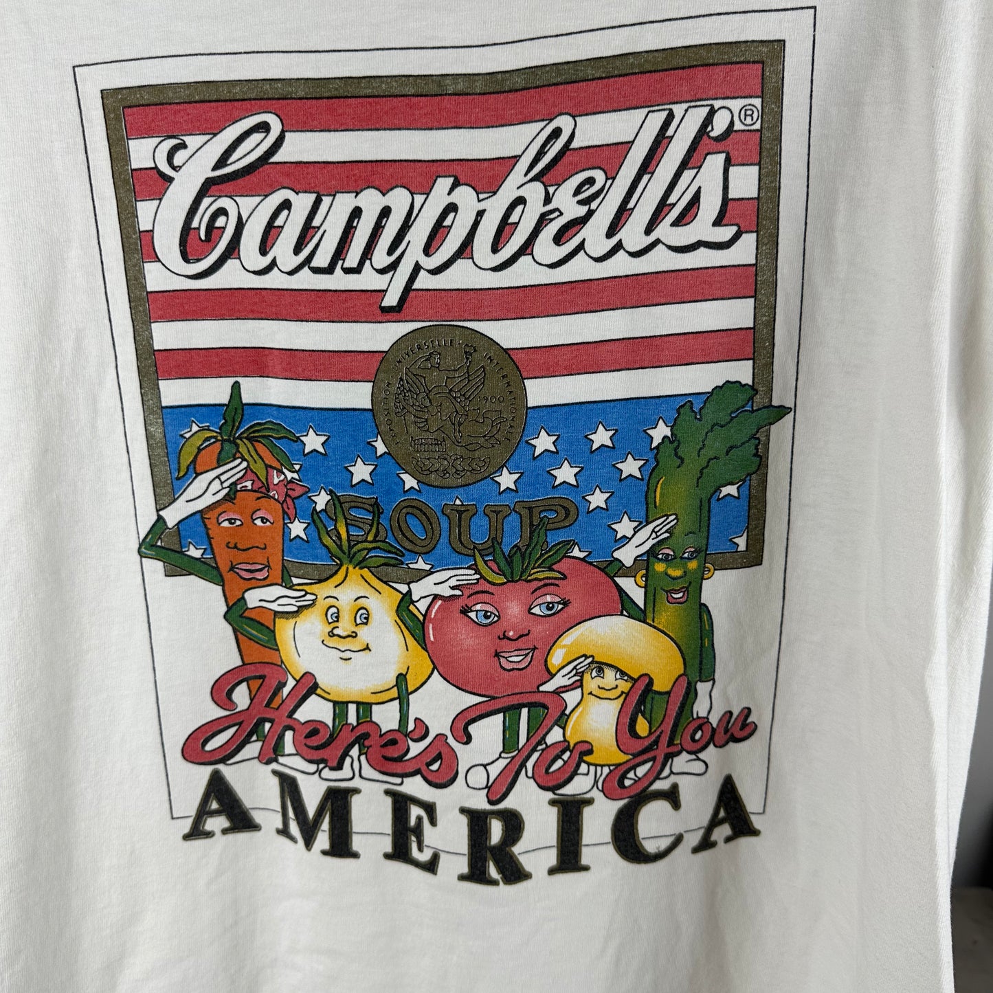 Vintage 90s Campbell's Soup Here's to You America Graphic Promo Single Stitch T-shirt