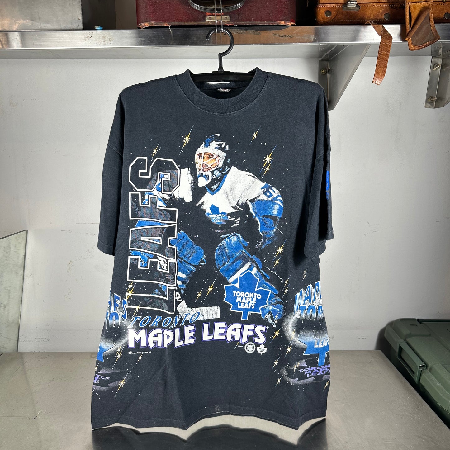 Vintage 90s Toronto Maple Leafs Bulletin Athletic NHL AOP Single Stitch T-Shirt