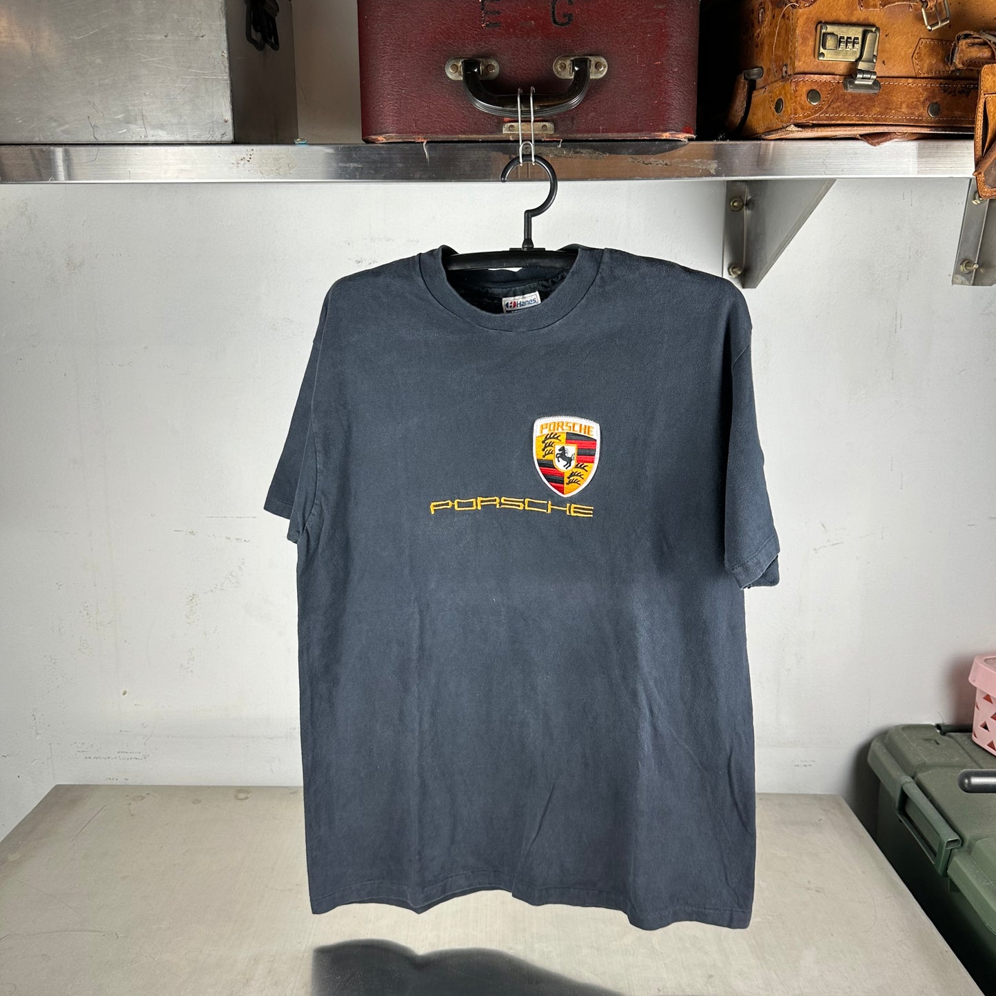 Vintage 90s Porsche Logo Embroidered Single Stitch T-shirt