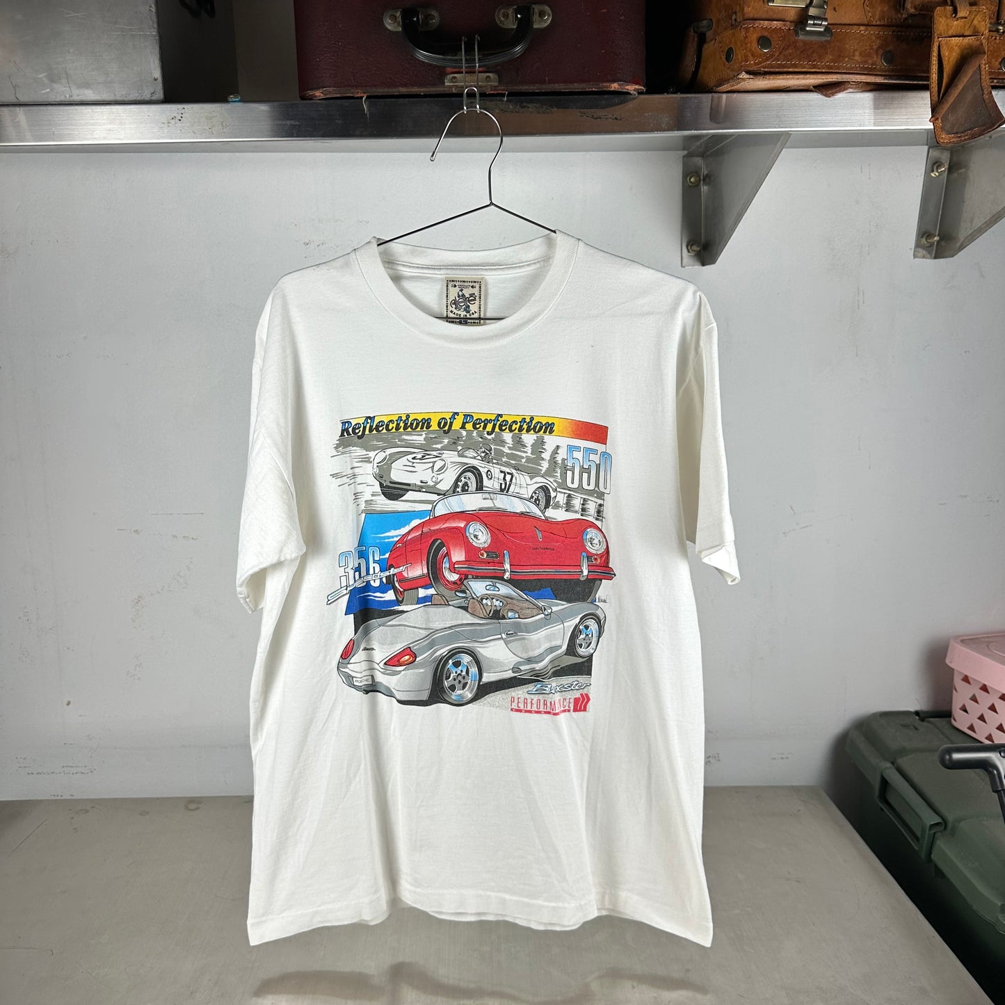 Vintage 90s Porsche Reflection of Perfection 550 356 Speedster Boxster Graphic T-shirt