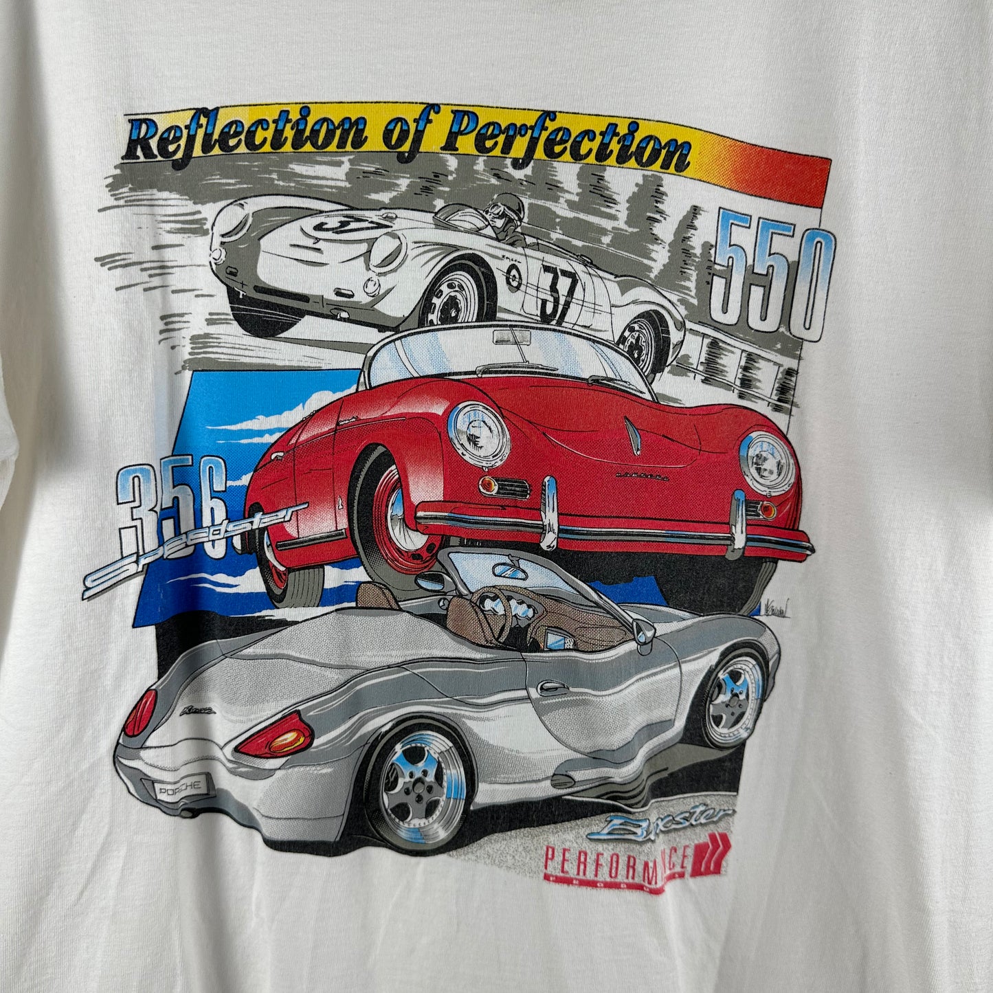Vintage 90s Porsche Reflection of Perfection 550 356 Speedster Boxster Graphic T-shirt