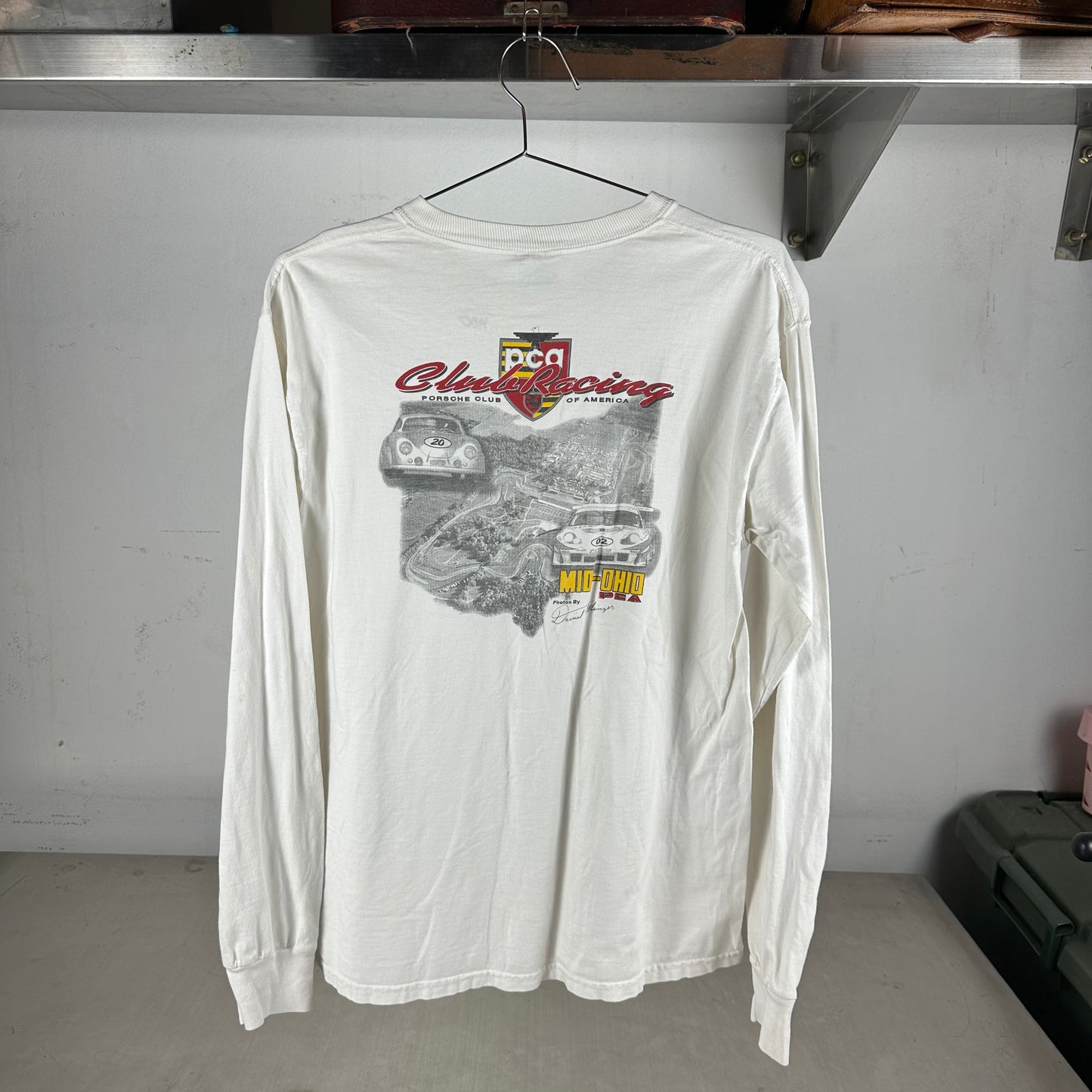 Vintage 90s Porsche Club of America PCA Mid-Ohio Graphic Long Sleeves T-shirt