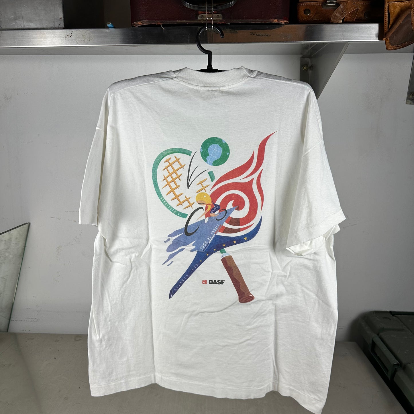 Vintage 1996 BASF Wimbledon Tour De France Tennis Cycling Promo T-Shirt