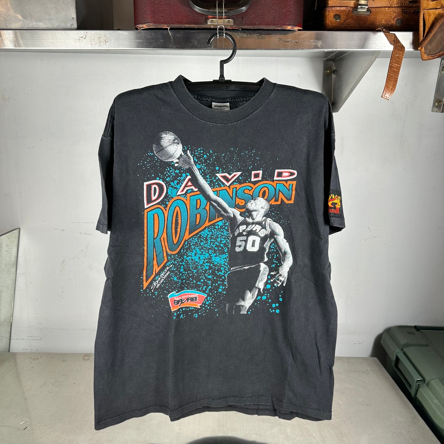Vintage 1990 David Robinson San Antonio Spurs NBA Starter Single Stitch T-Shirt