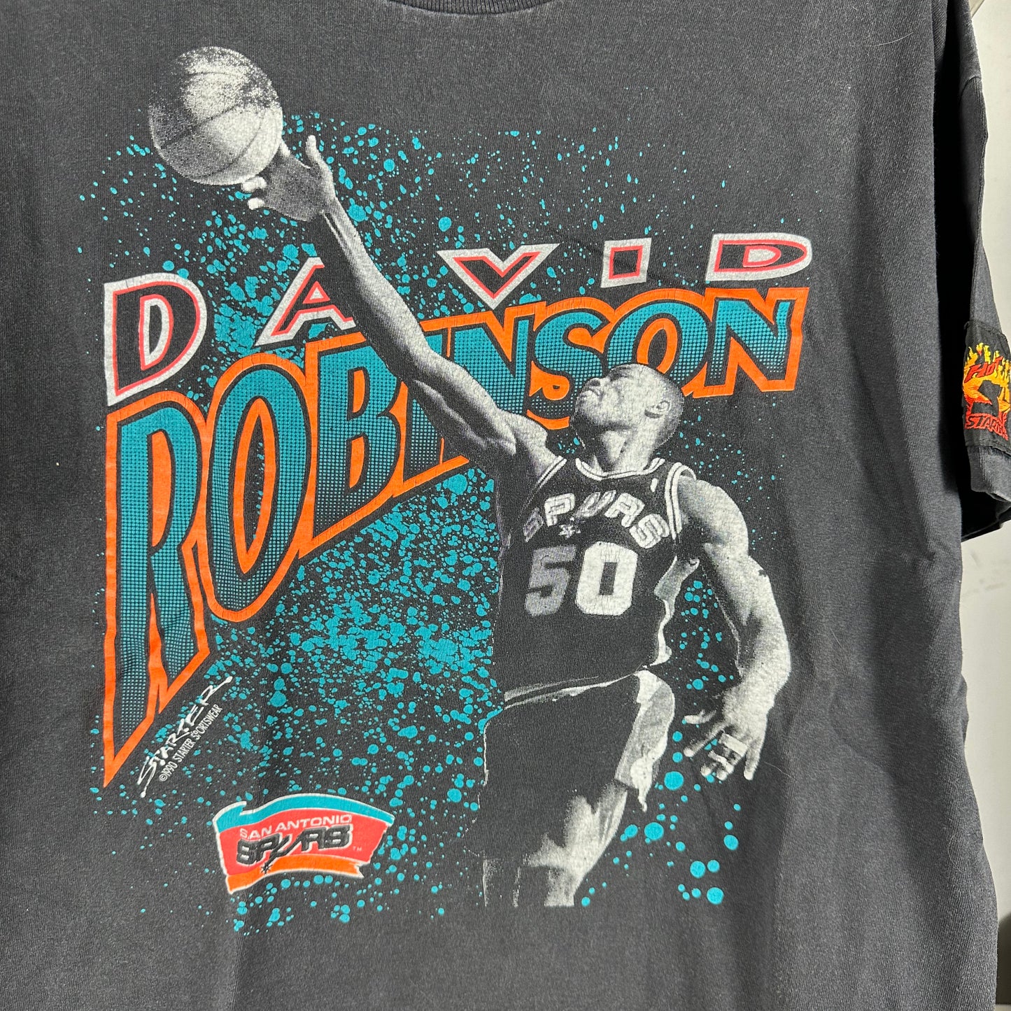 Vintage 1990 David Robinson San Antonio Spurs NBA Starter Single Stitch T-Shirt