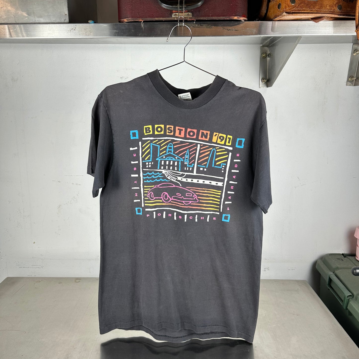 Vintage 1991 Porsche Boston Parade Graphic Single Stitch Faded T-shirt