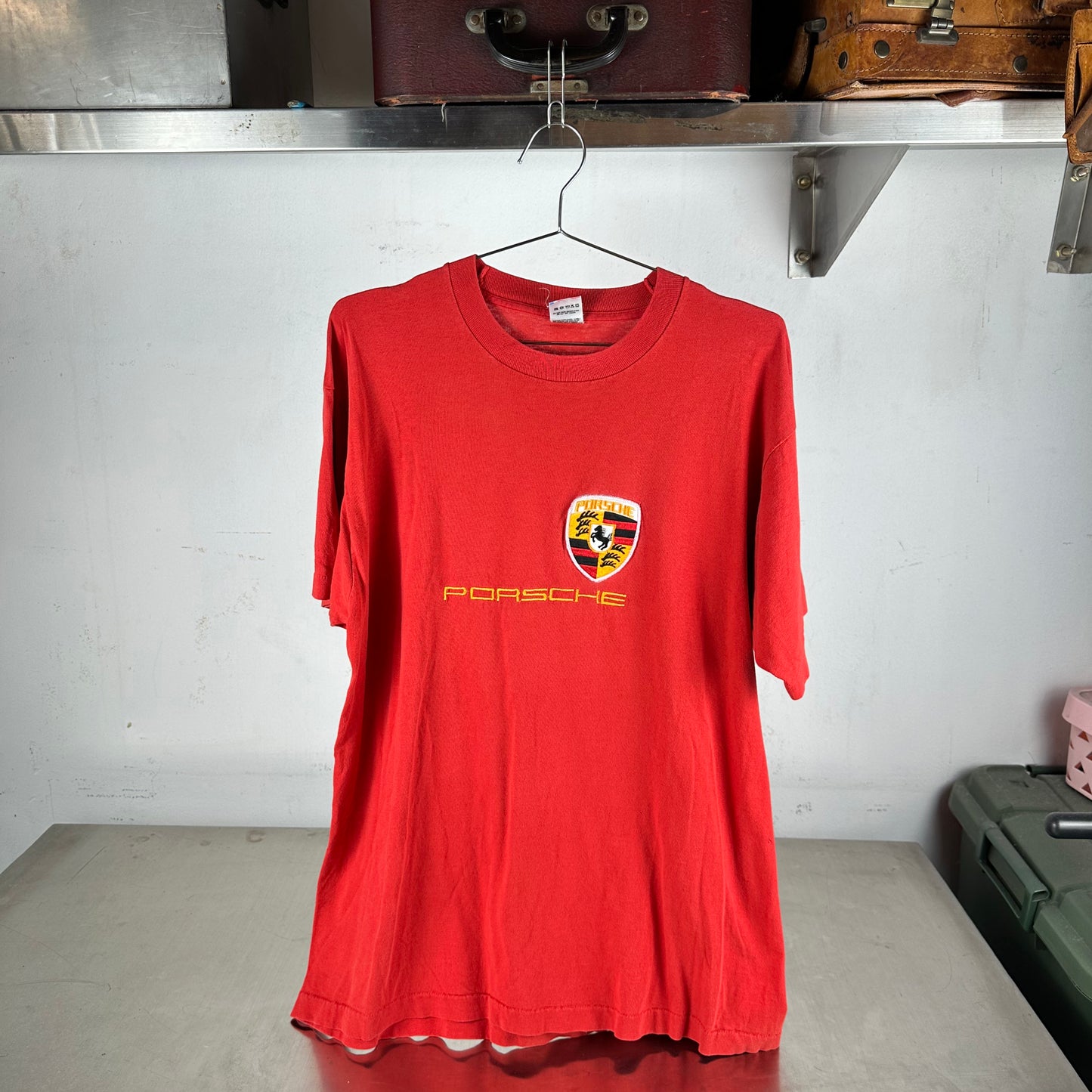 Vintage 90s Porsche Logo Embroidered Single Stitch T-shirt