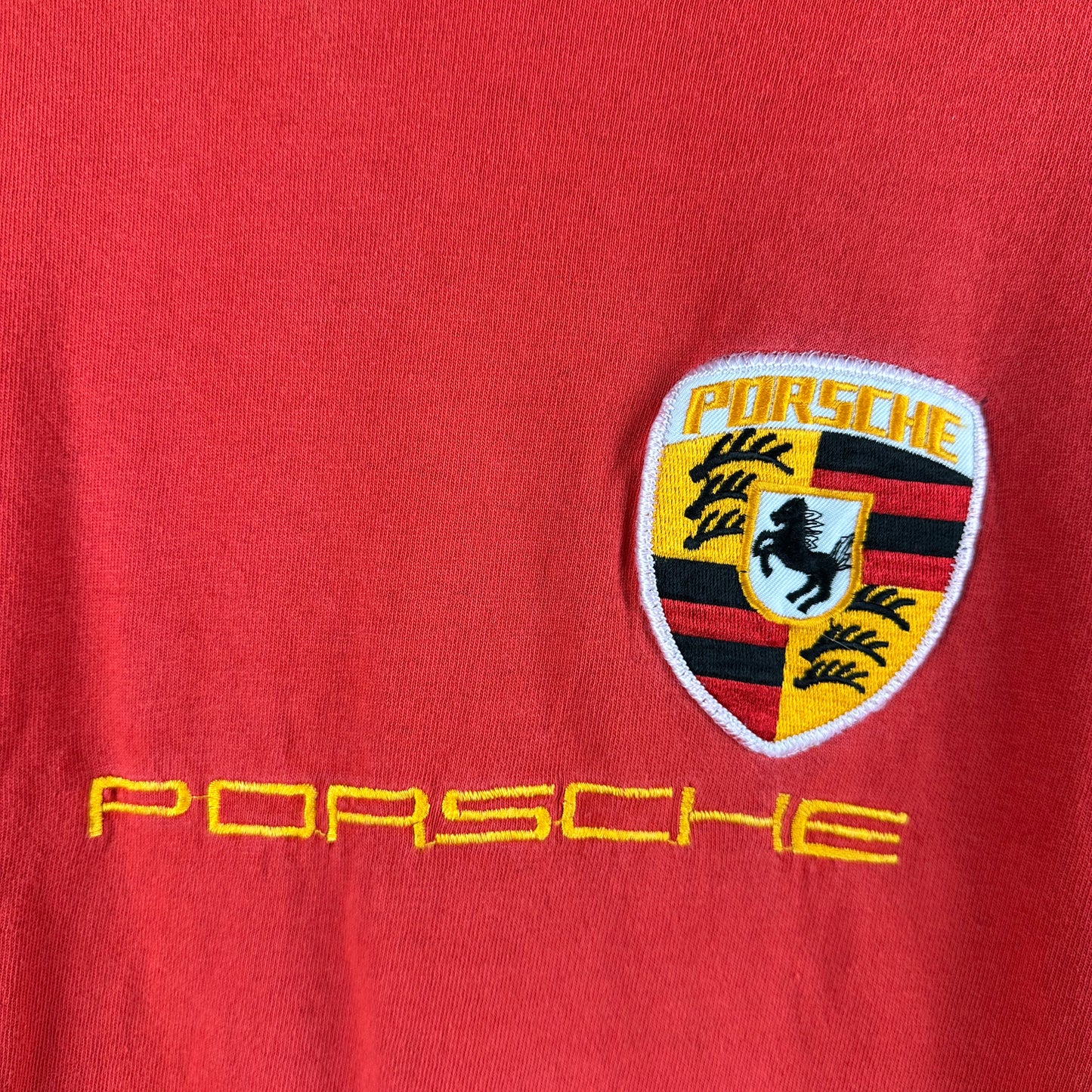 Vintage 90s Porsche Logo Embroidered Single Stitch T-shirt