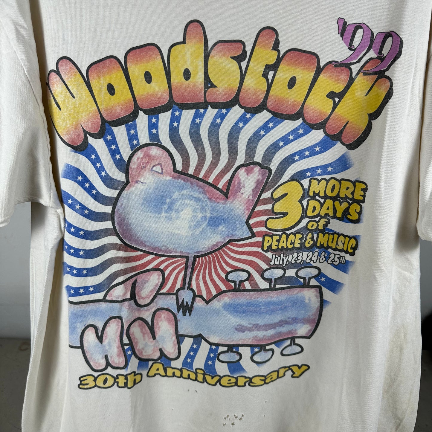 Vintage 1999 Woodstock Music Festival 30th Anniversary Peace &amp; Music Promo T-Shirt