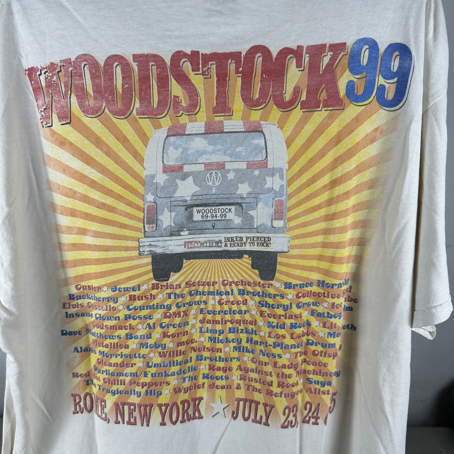 Vintage 1999 Woodstock Music Festival 30th Anniversary Peace &amp; Music Promo T-Shirt