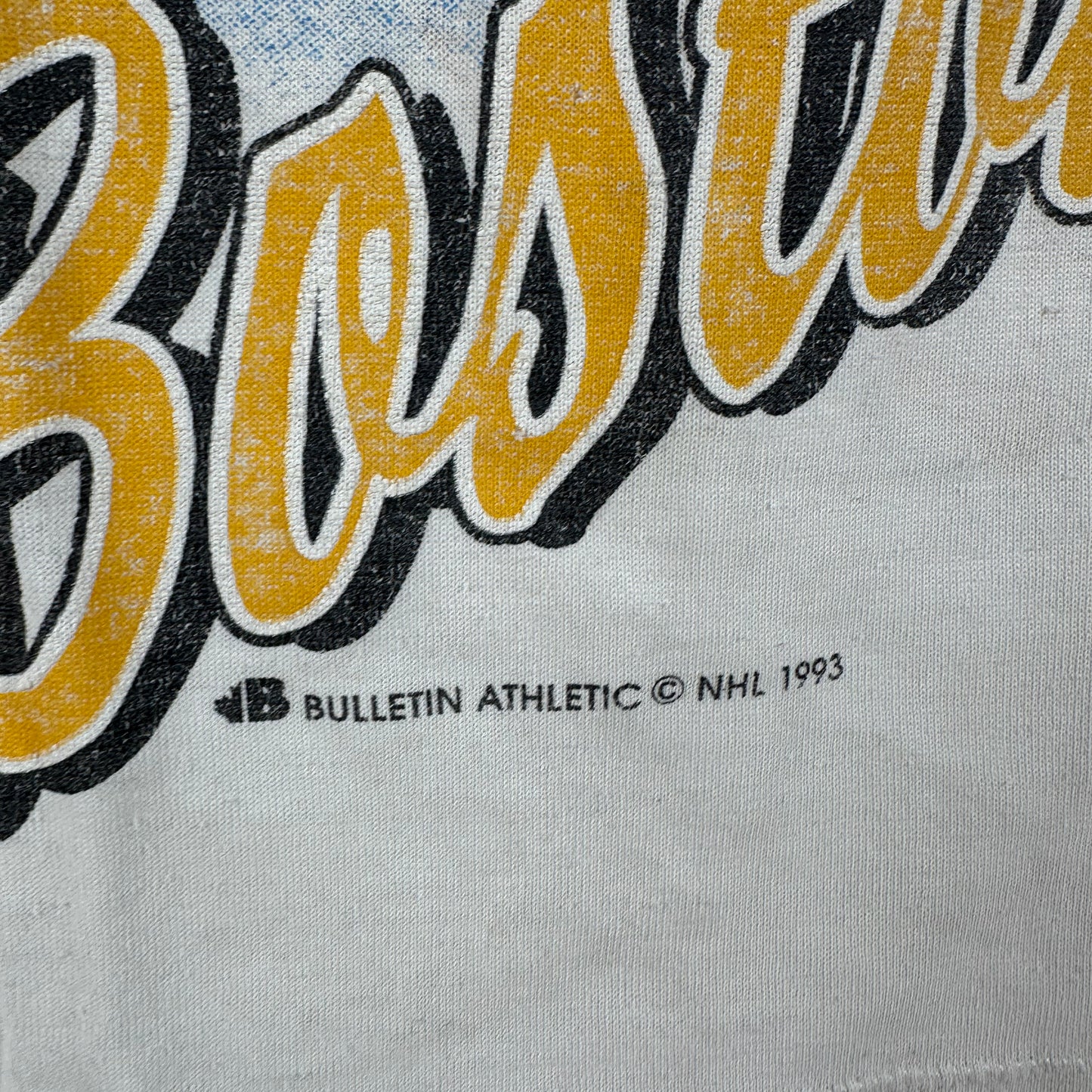 Vintage 1993 Boston Bruins Bulletin Athletic NHL AOP Single Stitch T-Shirt
