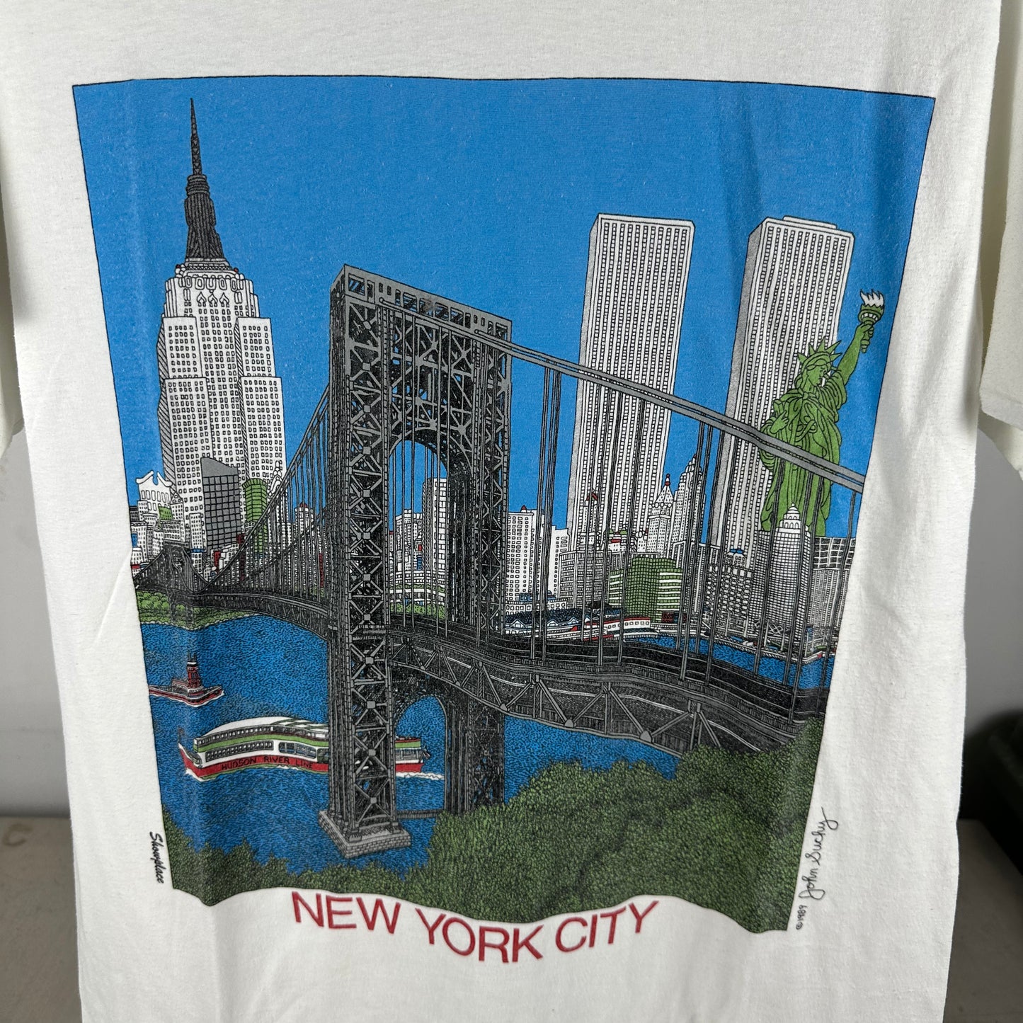 Vintage 1989 New York City NYC John Suchy Artwork Single Stitch T-Shirt