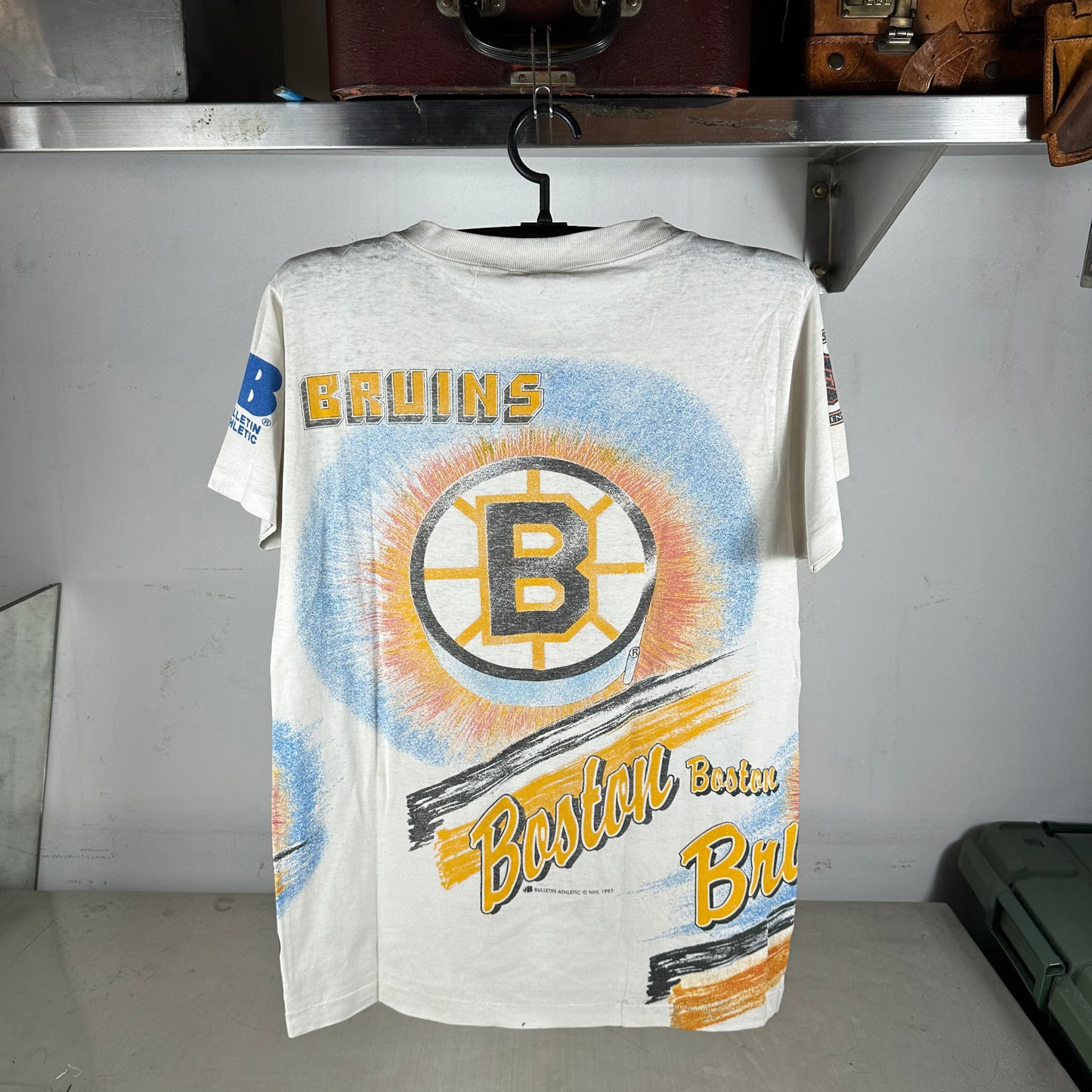 Vintage 1993 Boston Bruins Bulletin Athletic NHL AOP Single Stitch T-Shirt