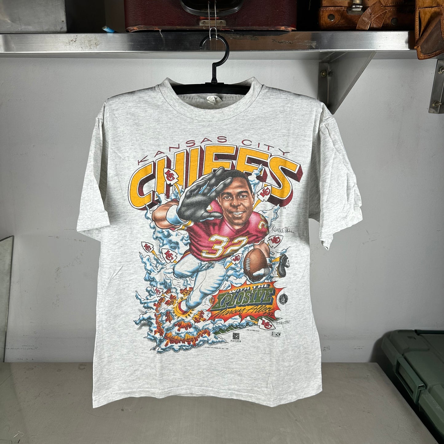 Vintage 1996 Marcus Allen Kansas City Chiefs NFL Caricature Single Stitch T-Shirt