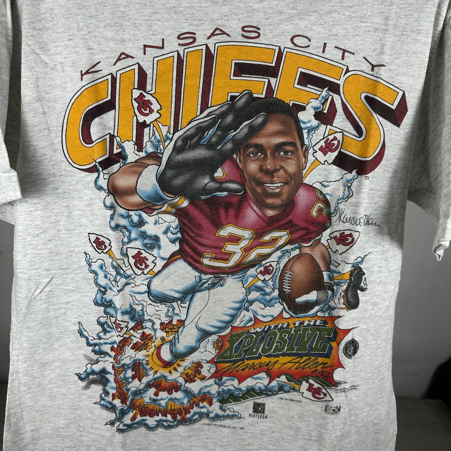 Vintage 1996 Marcus Allen Kansas City Chiefs NFL Caricature Single Stitch T-Shirt