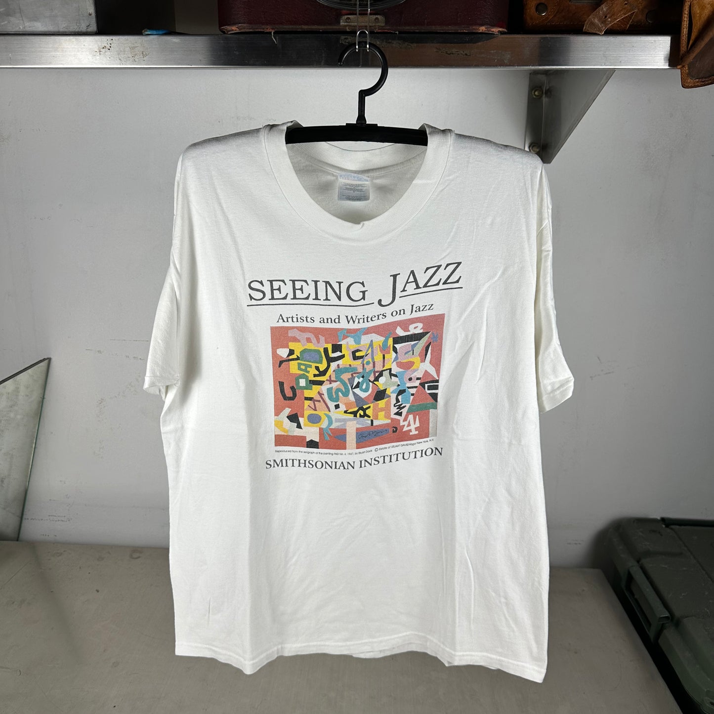 Vintage 90s Stuart Davis Artwork Seein Jazz Smithsonian Institution T-Shirt