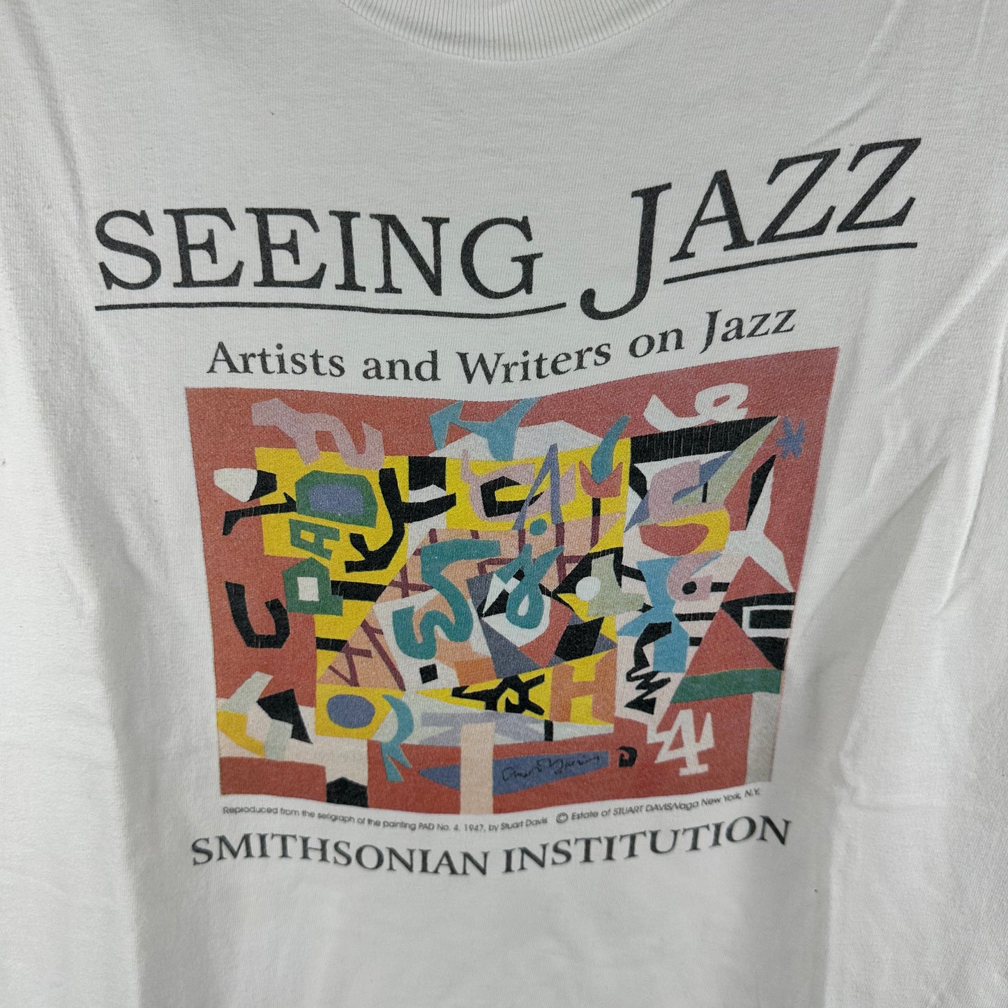Vintage 90s Stuart Davis Artwork Seein Jazz Smithsonian Institution T-Shirt