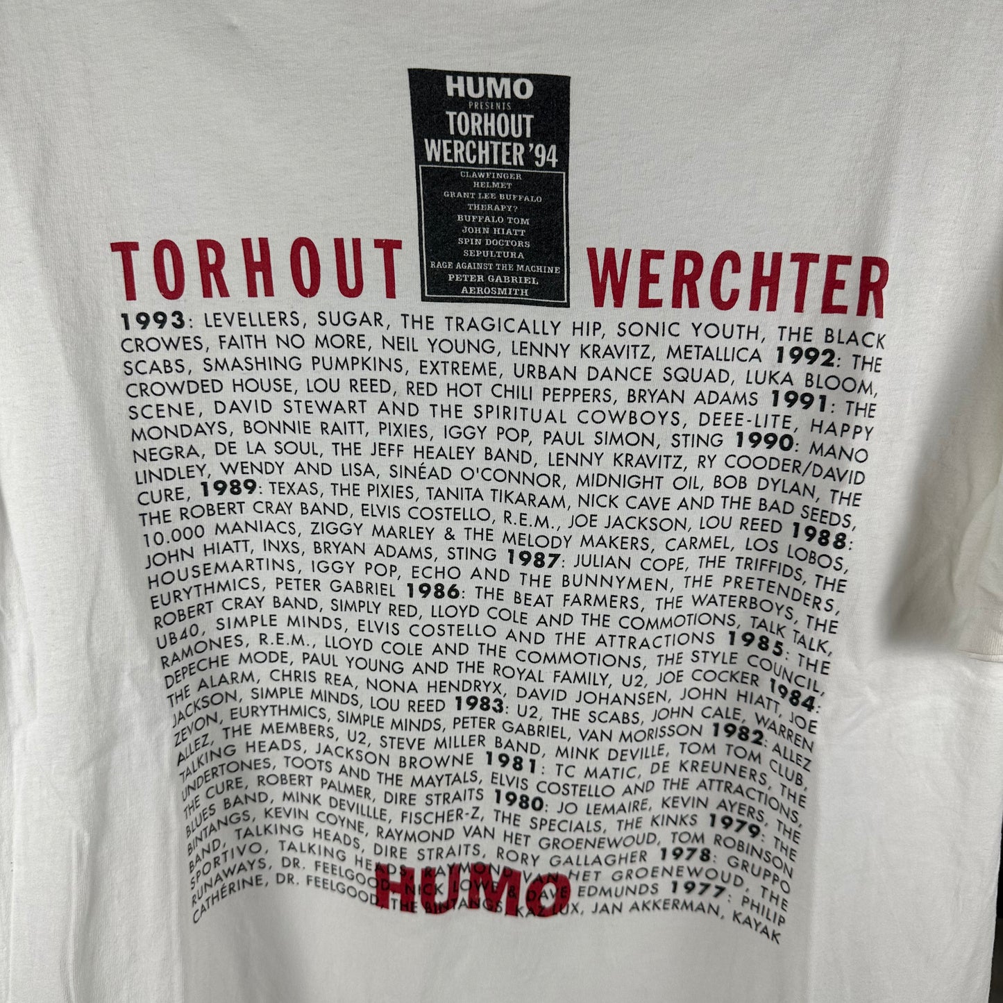 Vintage 1994 Helmet Sepultura Aerosmith Torhout Werchter Concert T-Shirt
