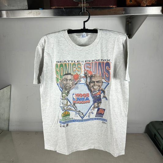 Vintage 1993 NBA Playoffs Supersonics VS Suns Caricature Salem Sportswear T-Shirt