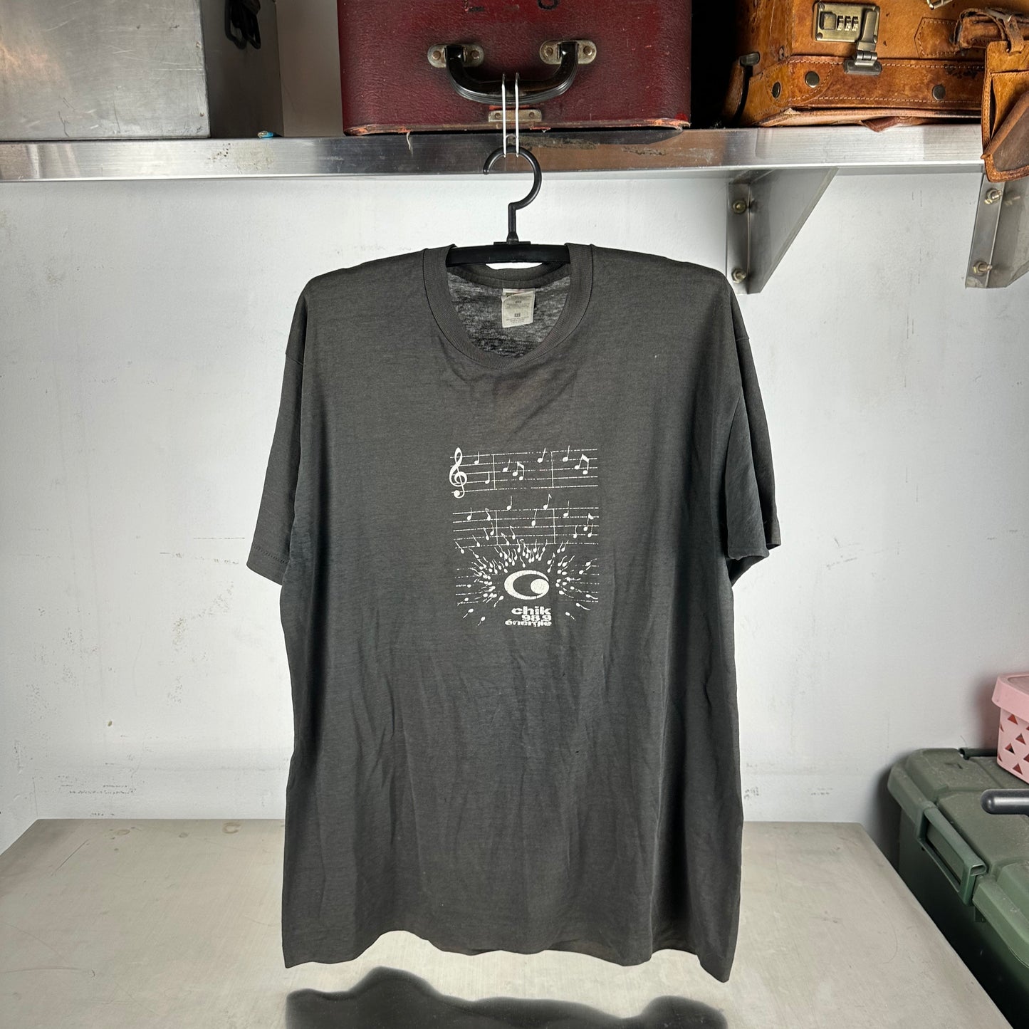 Vintage 90s Music Notes Sperm Humor Chik 98.9 Graphic Single Stitch T-shirt
