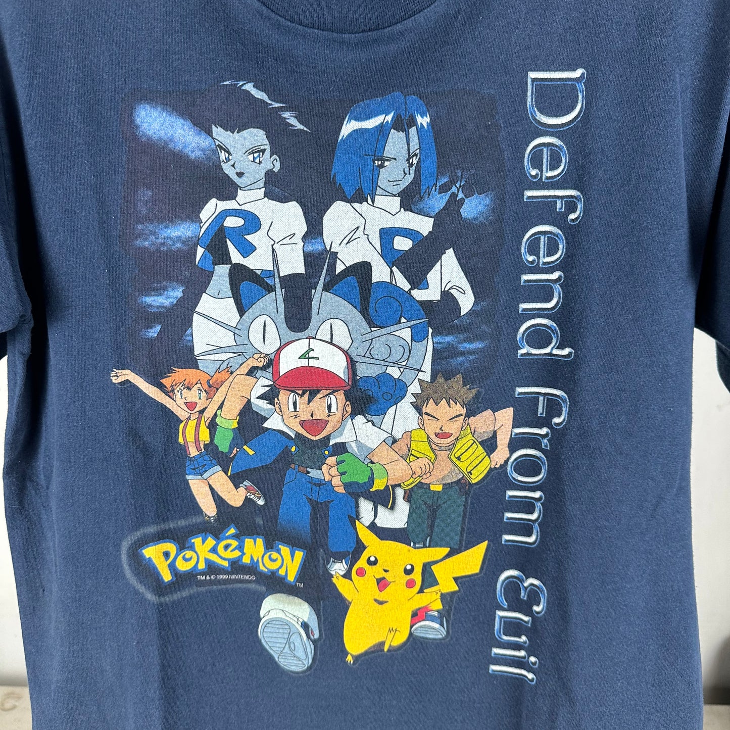 Vintage 1999 Nintendo Pokemon Defend from Evil Promo T-Shirt