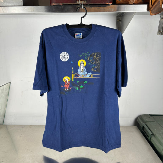 Vintage 90s Taoism Fung Loy Kok Monk Religious Graphic Single Stitch T-Shirt