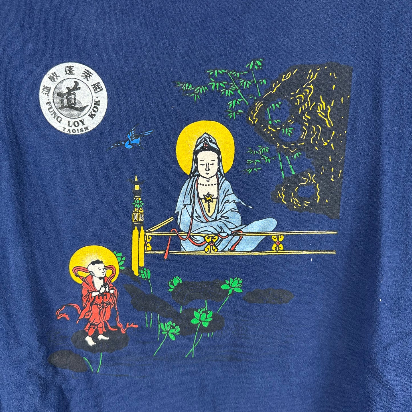 Vintage 90s Taoism Fung Loy Kok Monk Religious Graphic Single Stitch T-Shirt