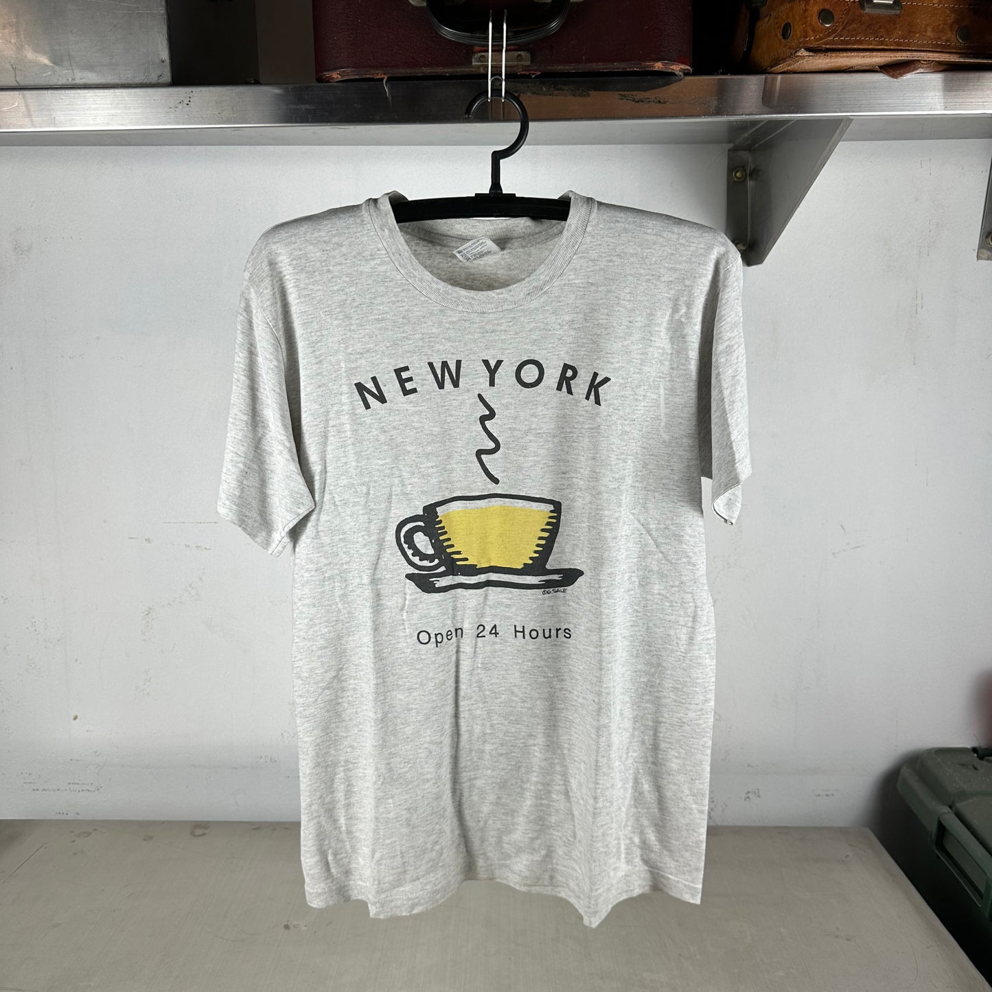 Vintage 90s New York Open 24 Hours Coffee Graphic Single Stitch T-shirt