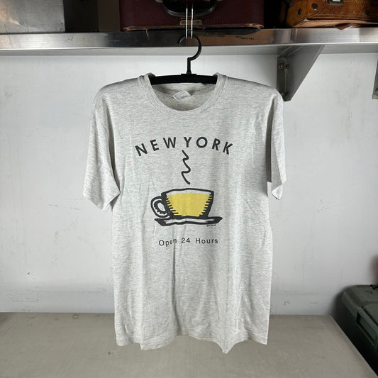Vintage 90s New York Open 24 Hours Coffee Graphic Single Stitch T-shirt