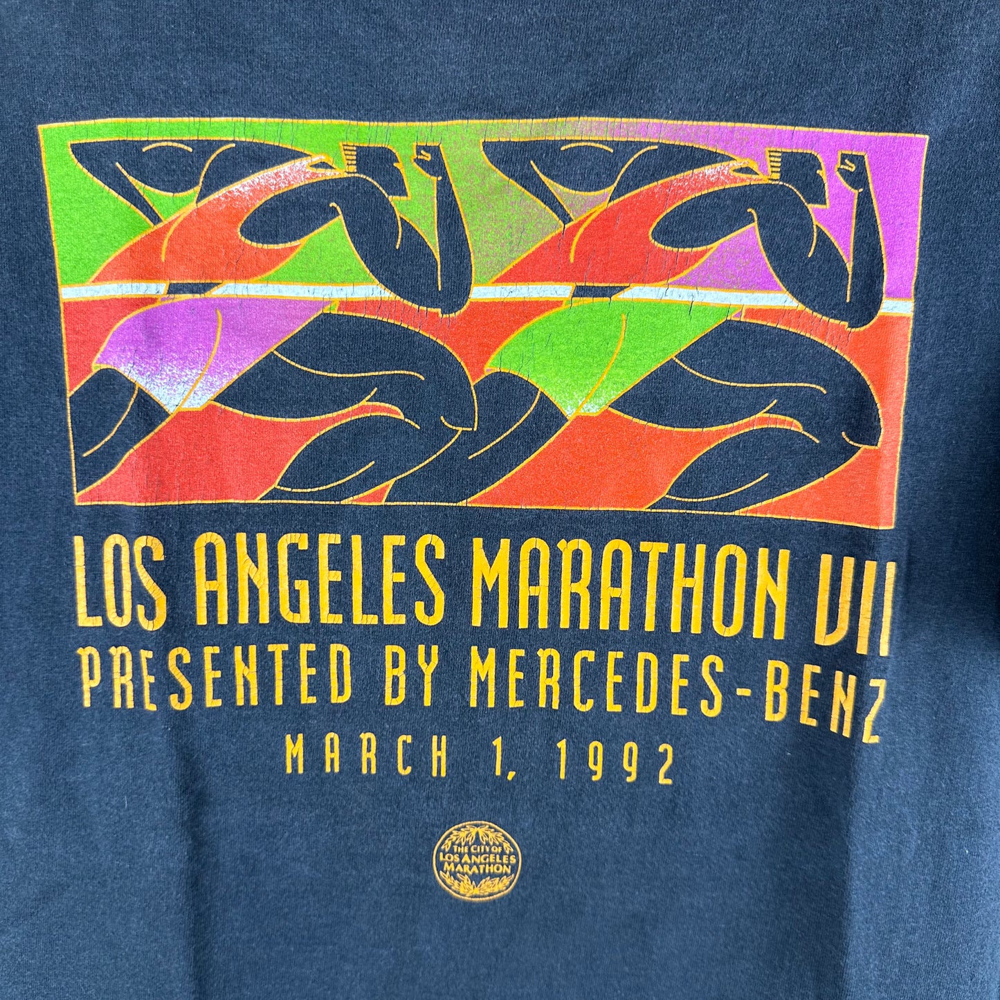 Vintage 1992 LA Marathon Mercedes Benz Running Single Stitch T-shirt
