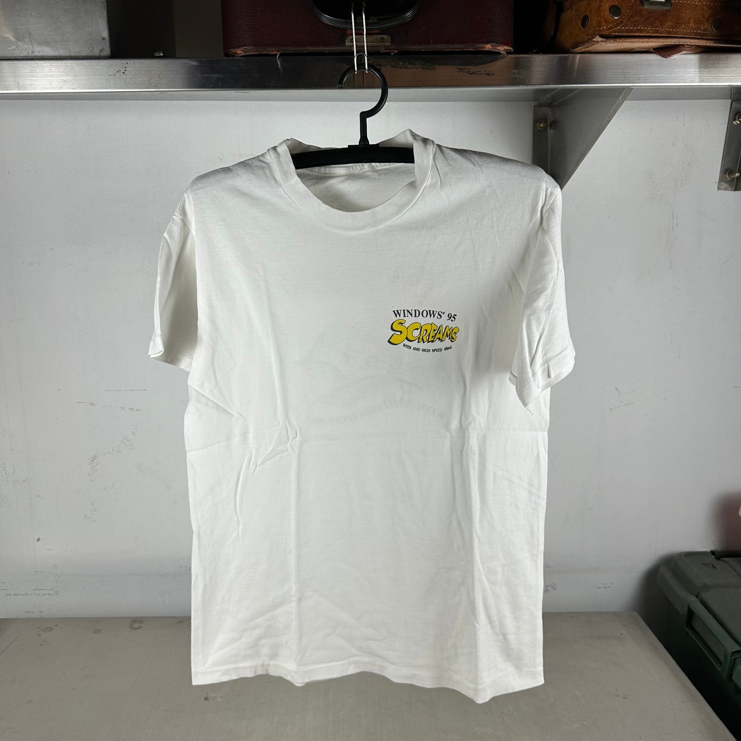 Vintage 1995 Microsoft Windows 95 Screams Artwork Promo Single Stitch T-shirt