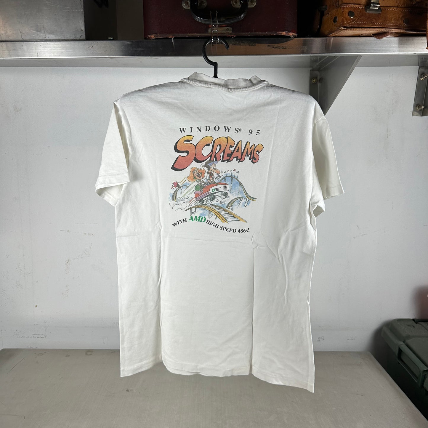Vintage 1995 Microsoft Windows 95 Screams Artwork Promo Single Stitch T-shirt
