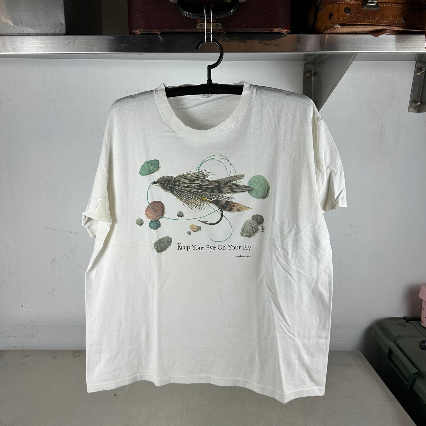 Vintage 90s Keep Your Eye On Your Fly Fishing Graphic Single Stitch T-shirt