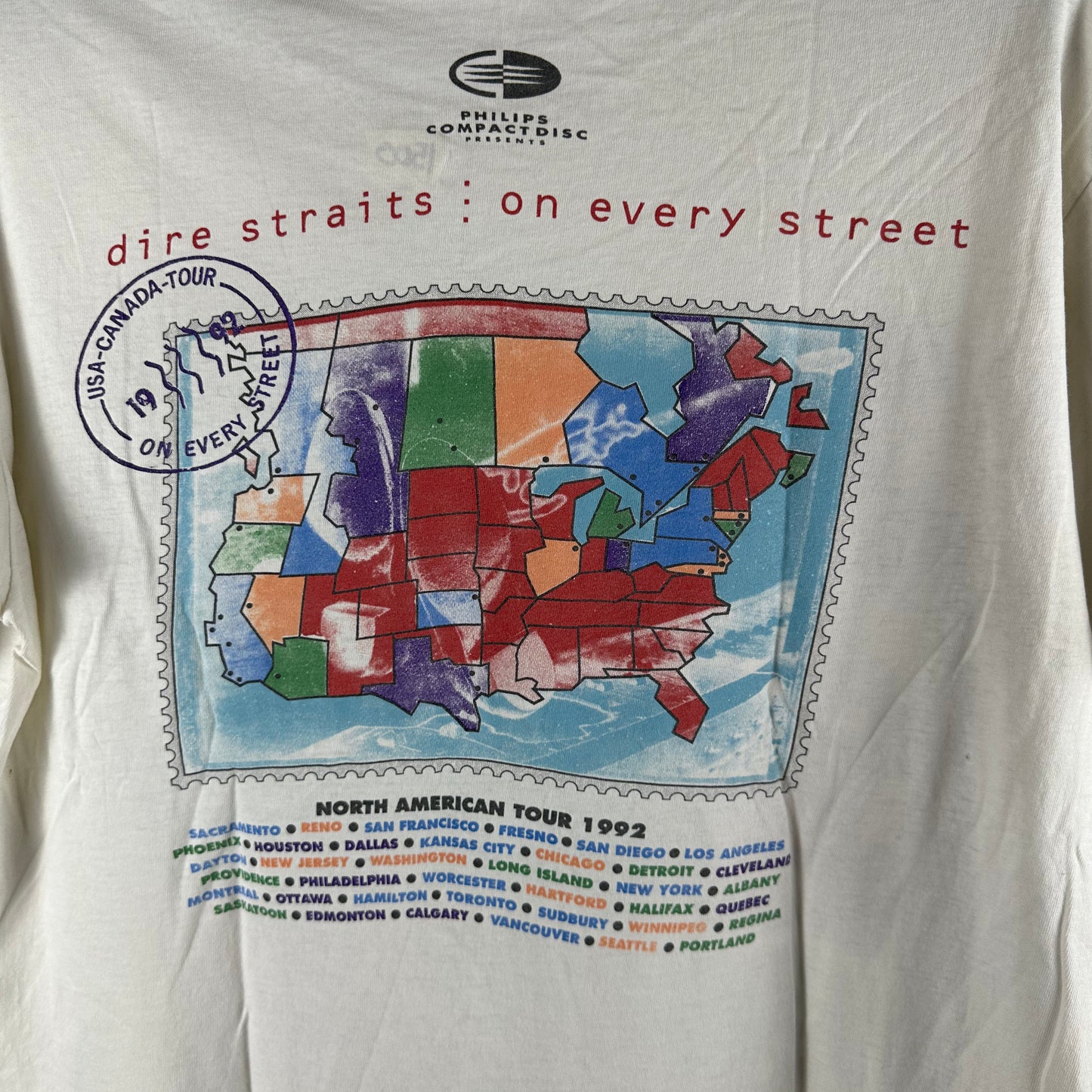 Vintage 1992 Dire Straits On Every Street European Tour Band Single Stitch T-shirt