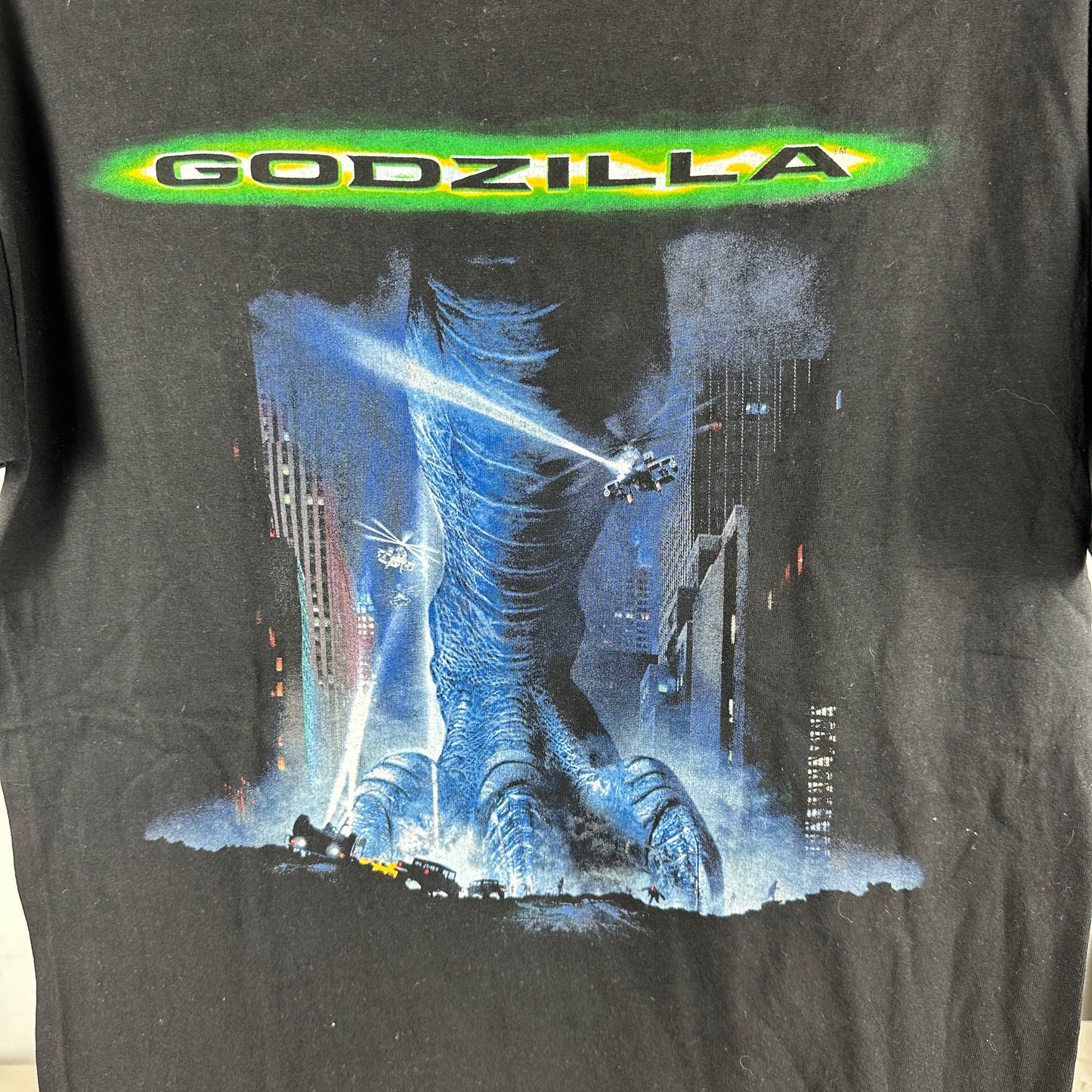 Vintage 1998 Godzilla Guess Who's Coming to Town Movie Promo Graphic T-shirt