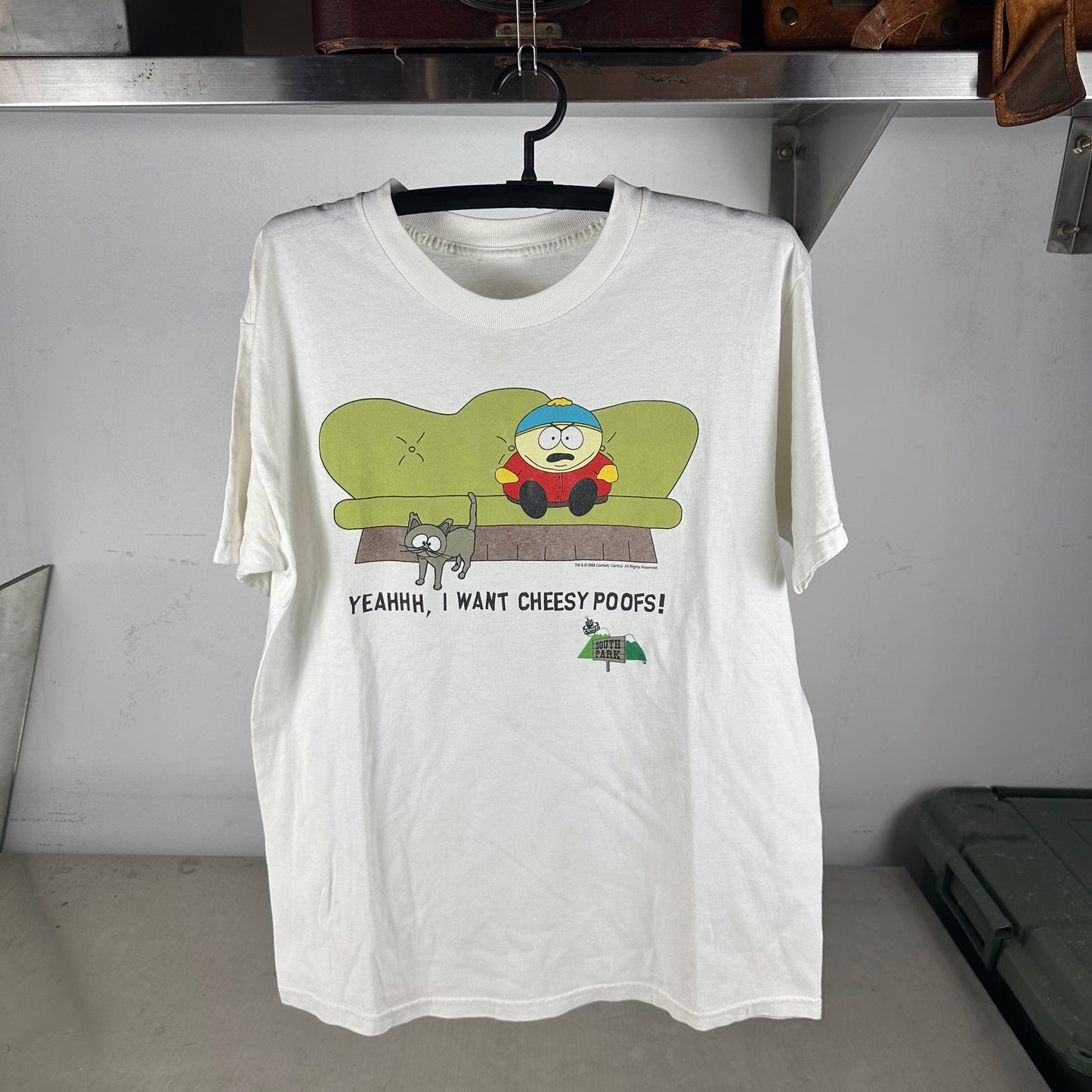 Vintage 1998 South Park Cartman Yeah, I want Cheesy Poofs! TV Show T-Shirt
