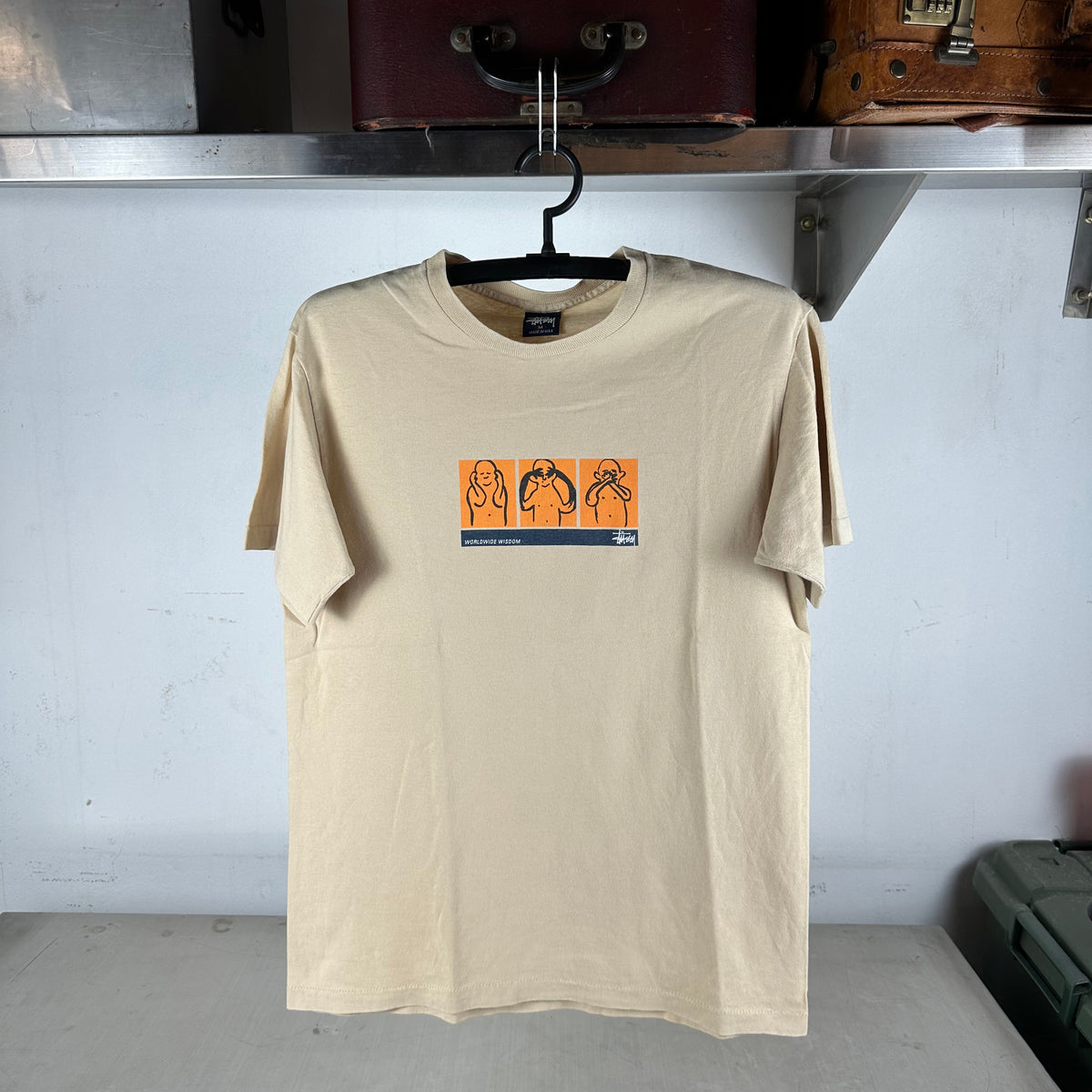 Vintage 90s Stussy Worldwide Wisdom Graphic Made in USA Single Stitch T-shirt