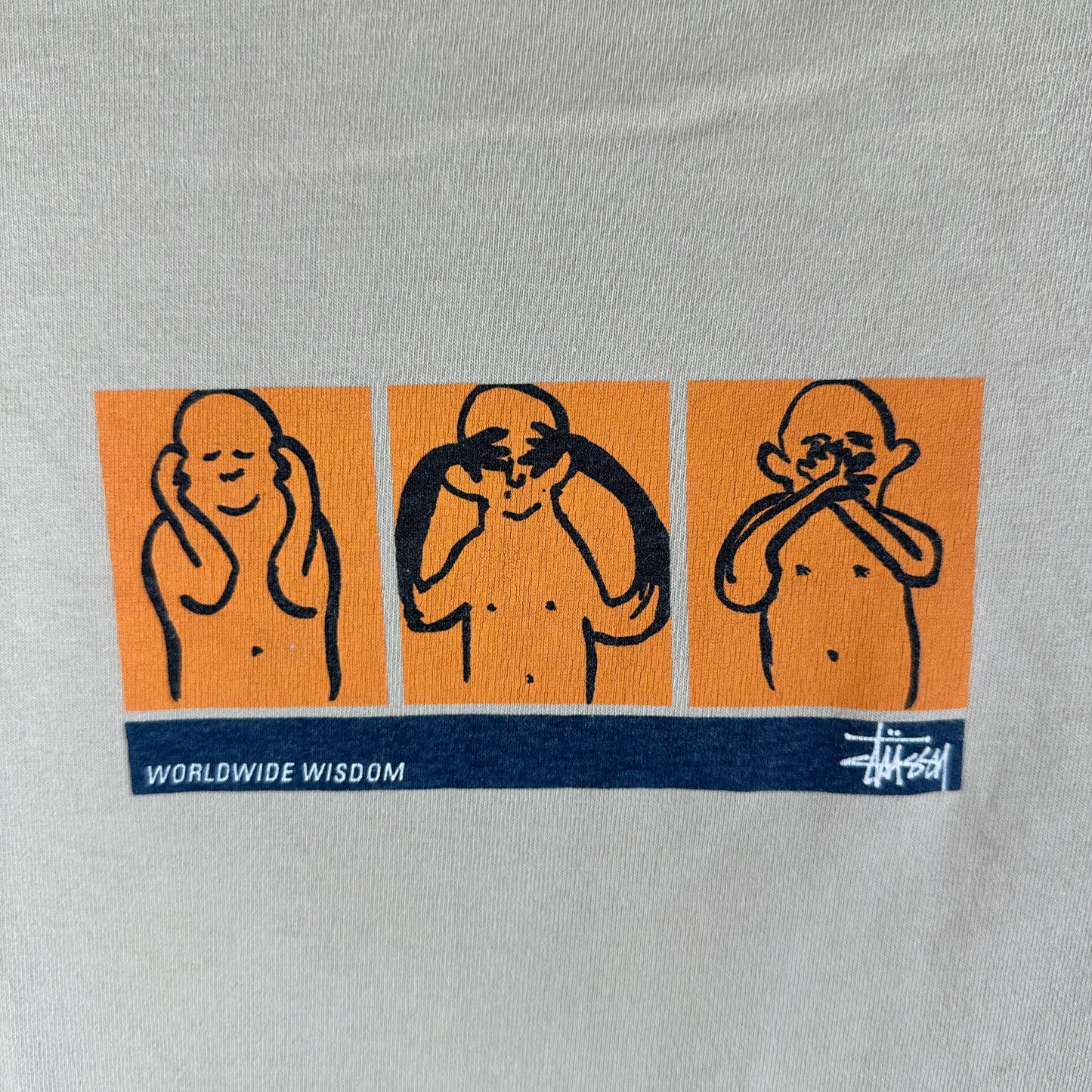 Vintage 90s Stussy Worldwide Wisdom Graphic Made in USA Single Stitch T-shirt