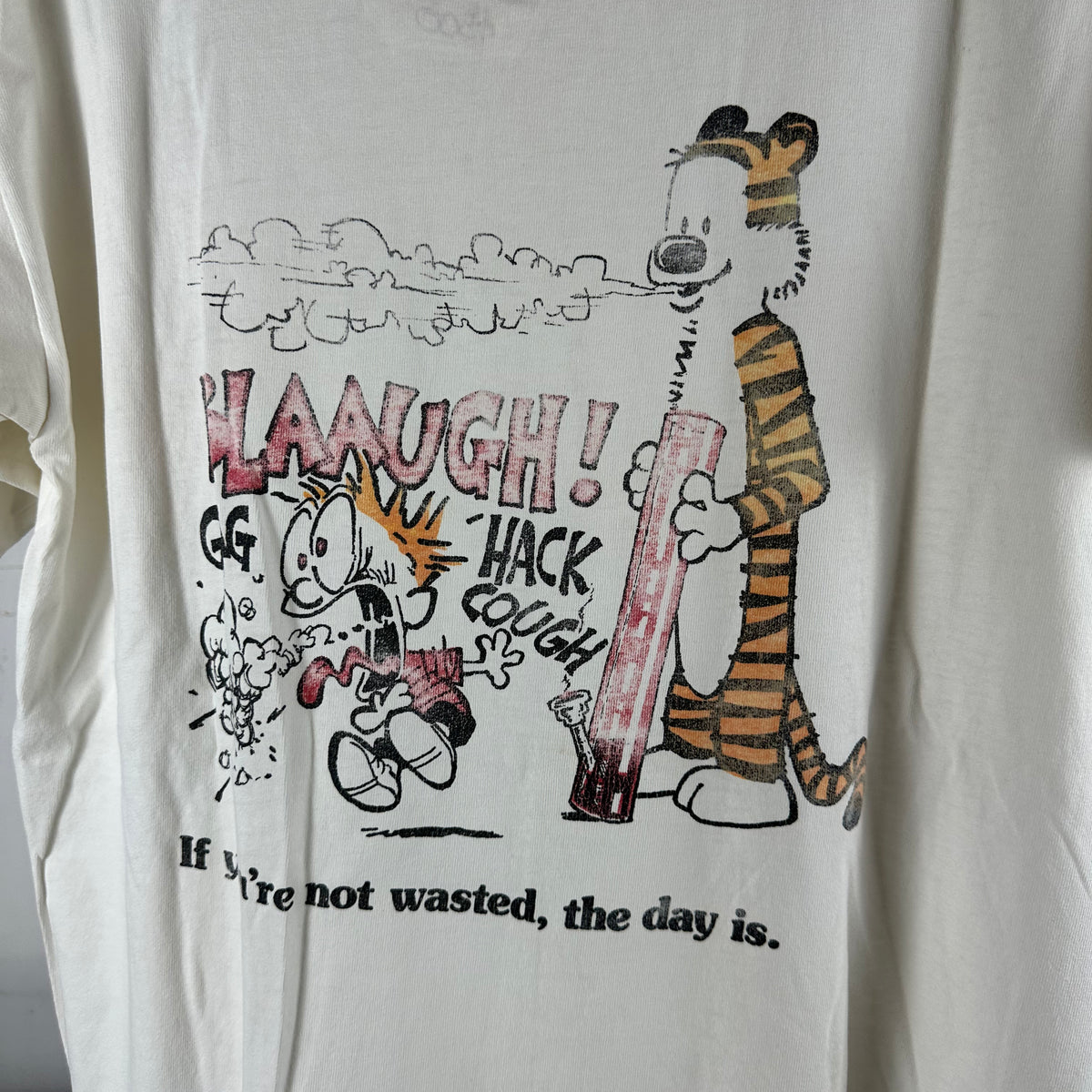 Vintage 90s Calvin and Hobbes Weed Marijuana Parody Single Stitch T-shirt
