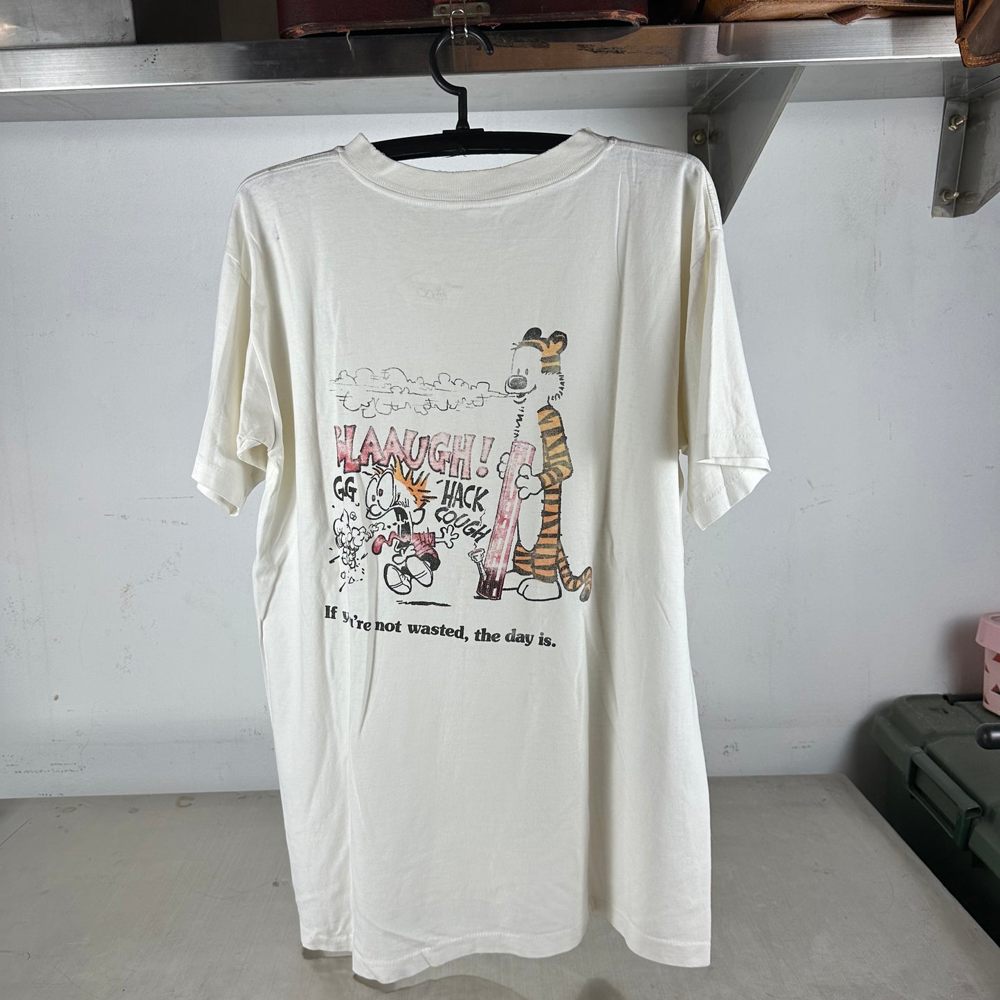Vintage 90s Calvin and Hobbes Weed Marijuana Parody Single Stitch T-shirt