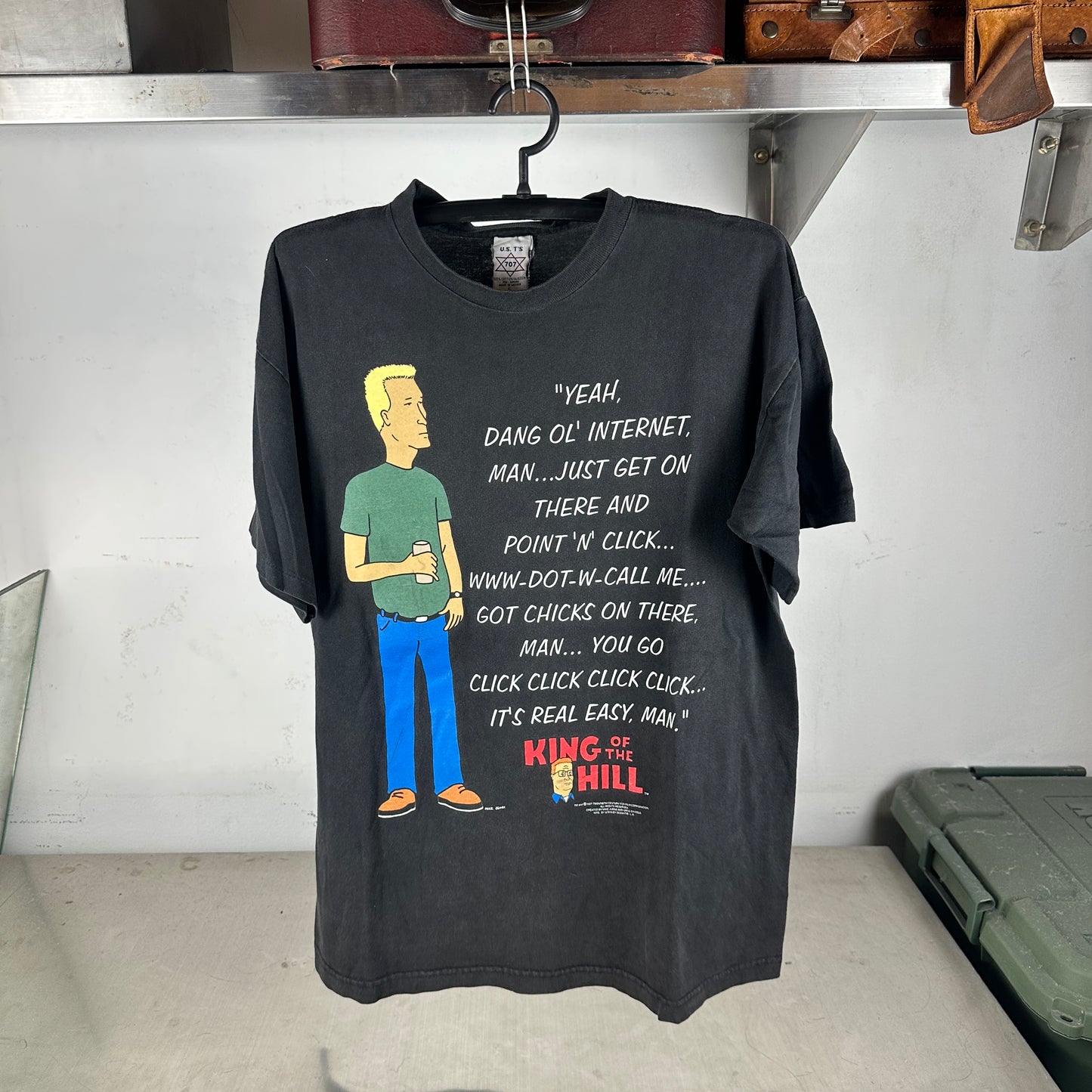 Vintage 1997 King of the Hill Dale Gribble TV Show Promo T-Shirt