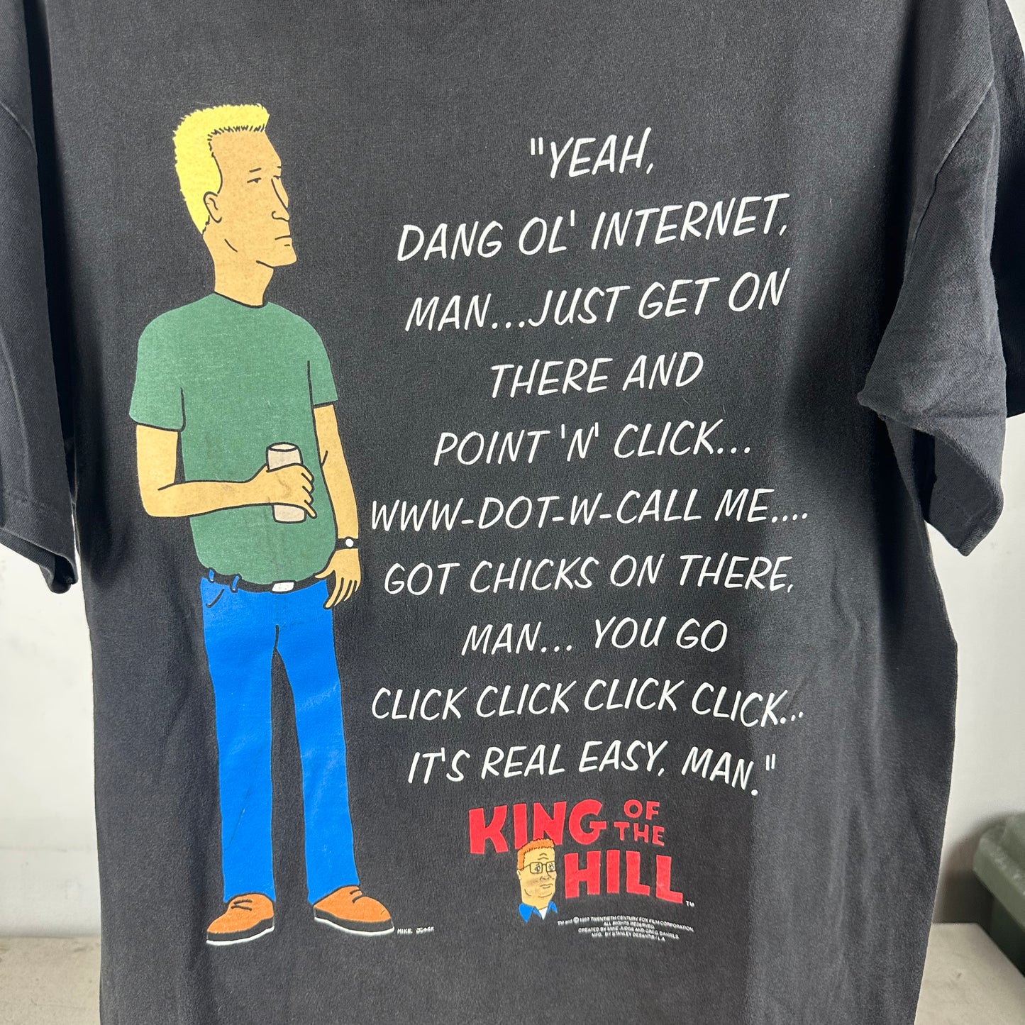 Vintage 1997 King of the Hill Dale Gribble TV Show Promo T-Shirt