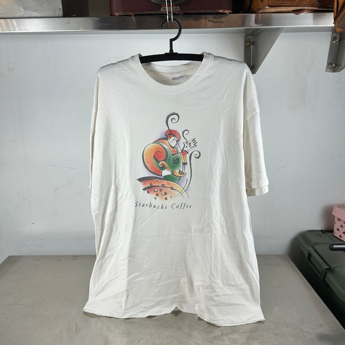 Vintage 90s Starbucks Coffee Artwork Promo Graphic Single Stitch T-shirt