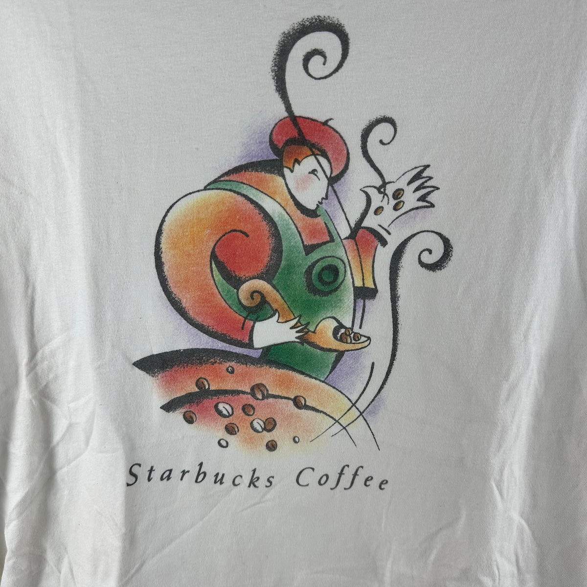 Vintage 90s Starbucks Coffee Artwork Promo Graphic Single Stitch T-shirt