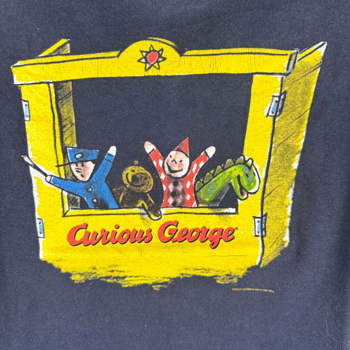 Vintage 1998 Curious George Monkey Cartoon Graphic T-Shirt