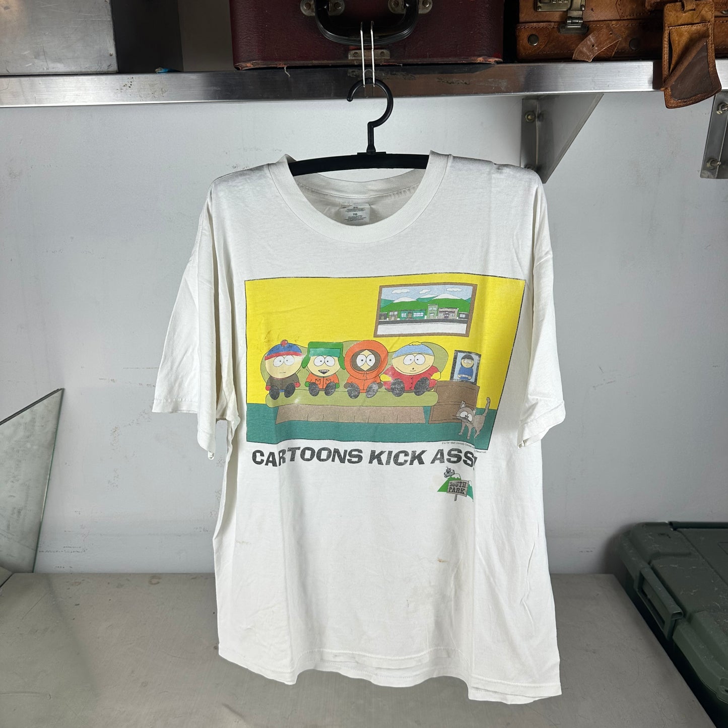 Vintage 1998 South Park Cartoons Kick Ass! TV Show Promo T-Shirt