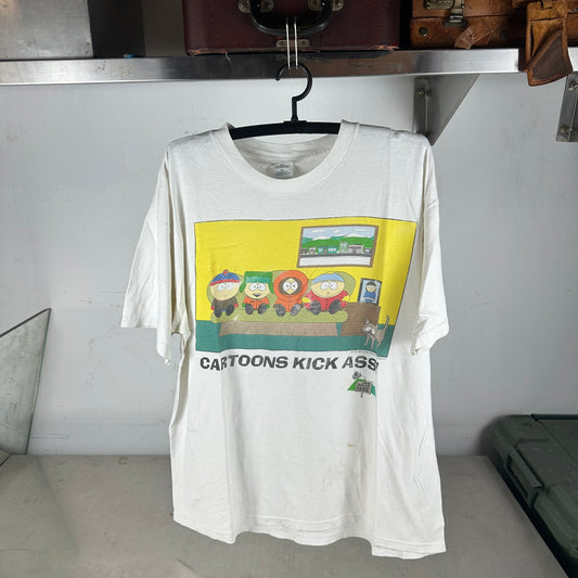 Vintage 1998 South Park Cartoons Kick Ass! TV Show Promo T-Shirt