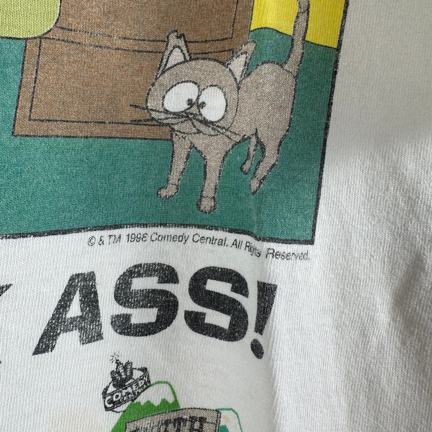Vintage 1998 South Park Cartoons Kick Ass! TV Show Promo T-Shirt
